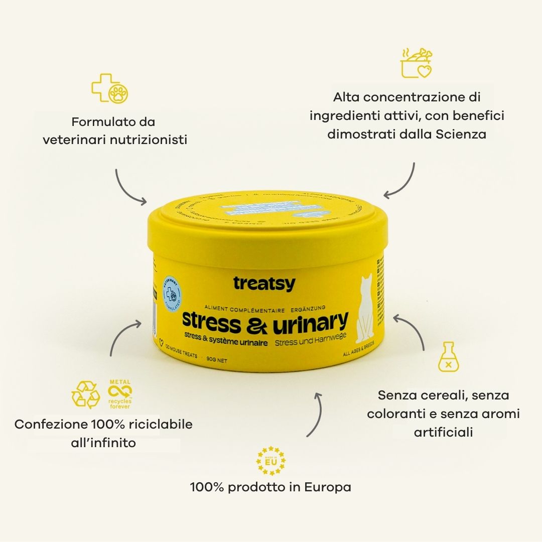 Barattolo giallo con scritta. Testo e icone circondano il barattolo.