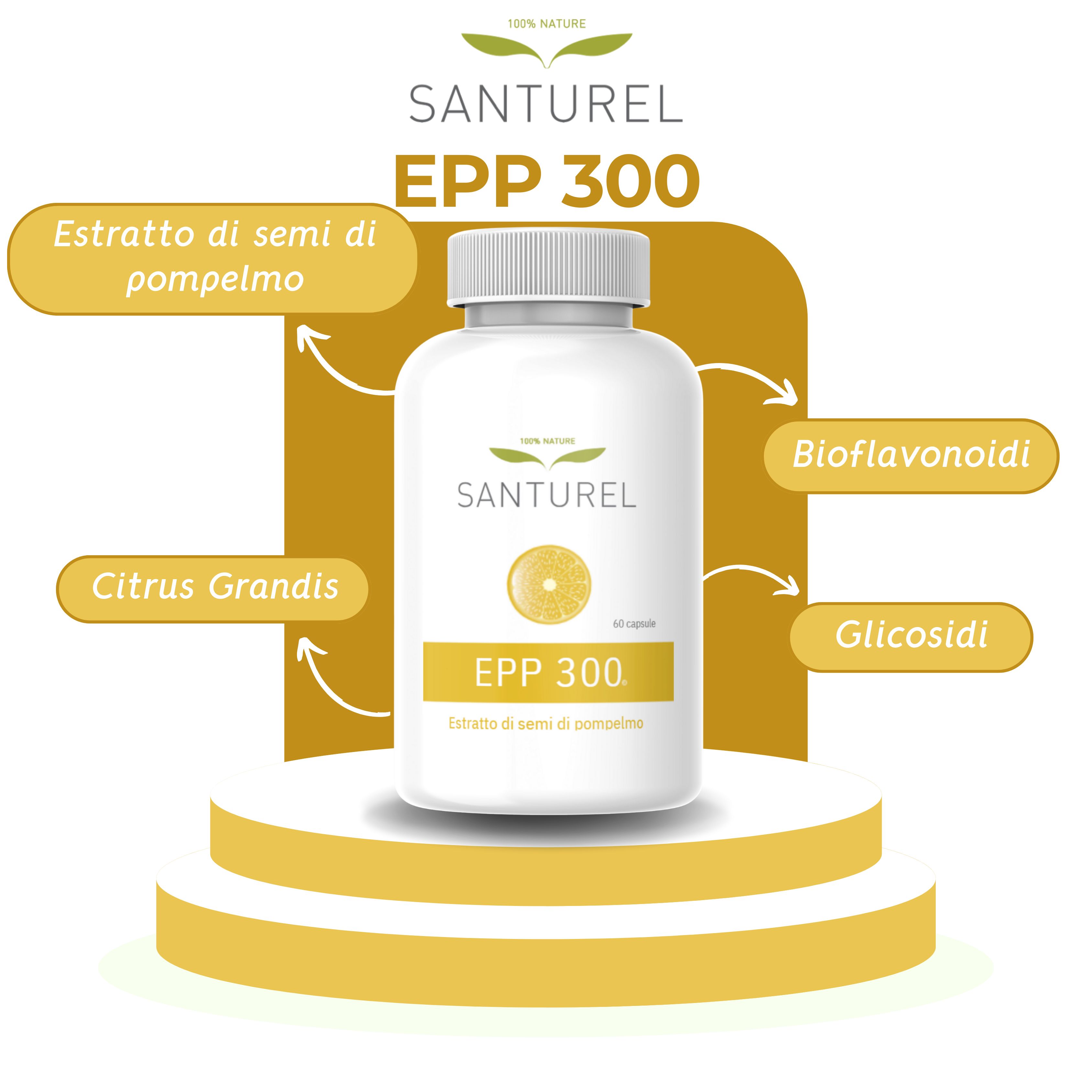 Santurel EPP300 Estratto di semi di Pompelmo – sistema immunitario  – equilibrio microbico - 60