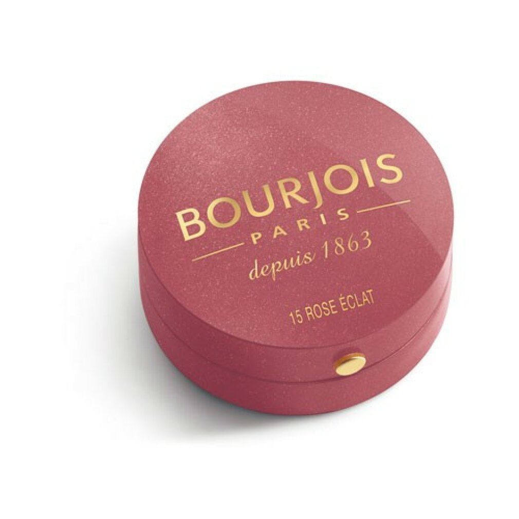 Contenitore rosa chiuso. Scritta: BOURJOIS PARIS, depuis 1863, 15 ROSE ÉCLAT.