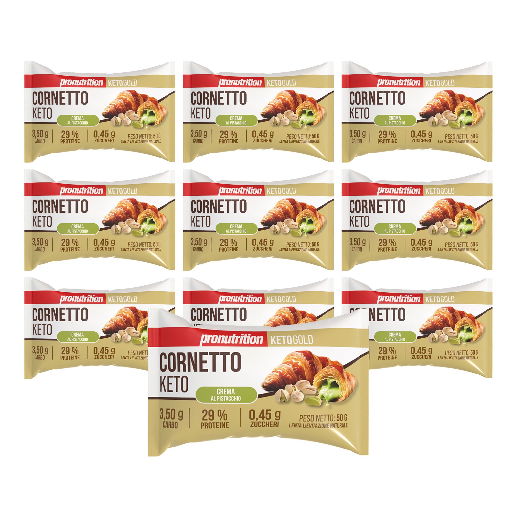 Pronutrition Cornetto Keto - 10 pezzi 50 gr - Pistacchio - Senza zuccheri aggiunti
