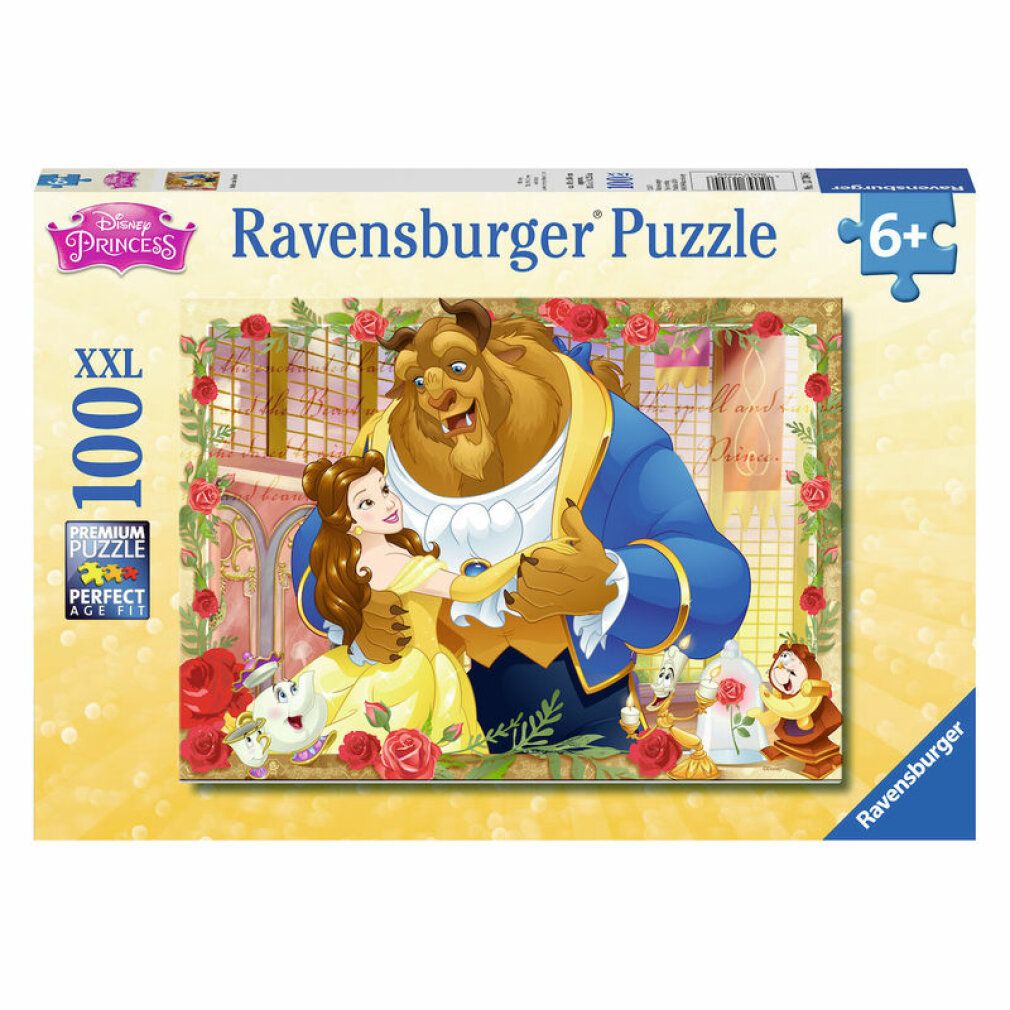 Scatola puzzle con Belle e la Bestia. Marchio Ravensburger. 100 pezzi XXL. Adatto a bambini dai 6 anni.