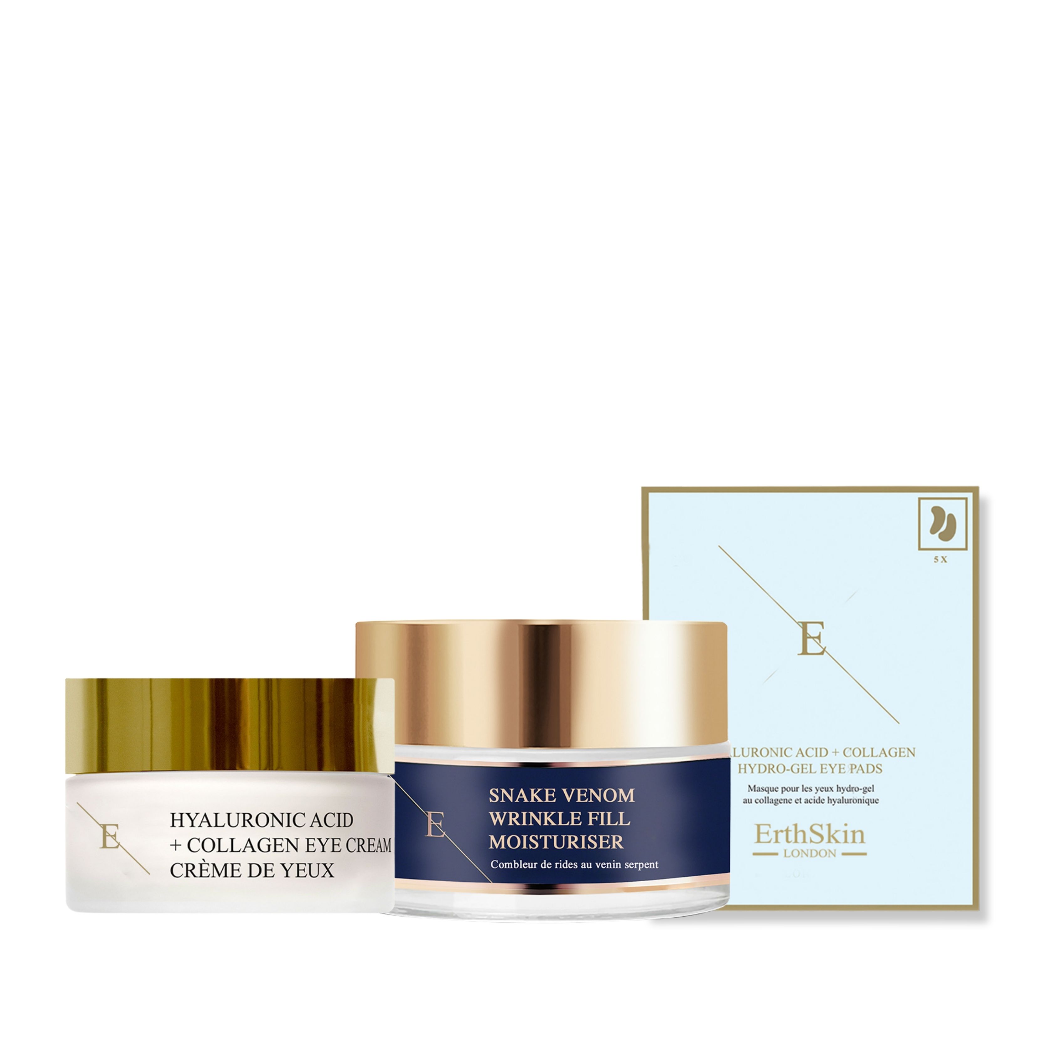 ErthSkin London Crema contorno occhi all'acido + idratante riempitivo+ Cuscinetti per gli occhi