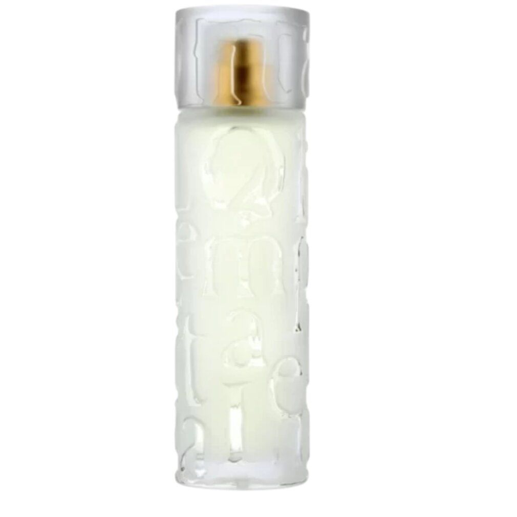 Flacone trasparente di Lolita Lempicka Elle l'aime Édition d'Été Eau de Toilette Spray. Forma cilindrica con scritte.