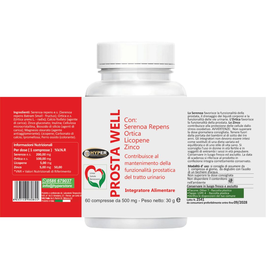 HYPER Prosta Well Serenoa Repens per il Benessere della Prostata e delle Vie Urinarie