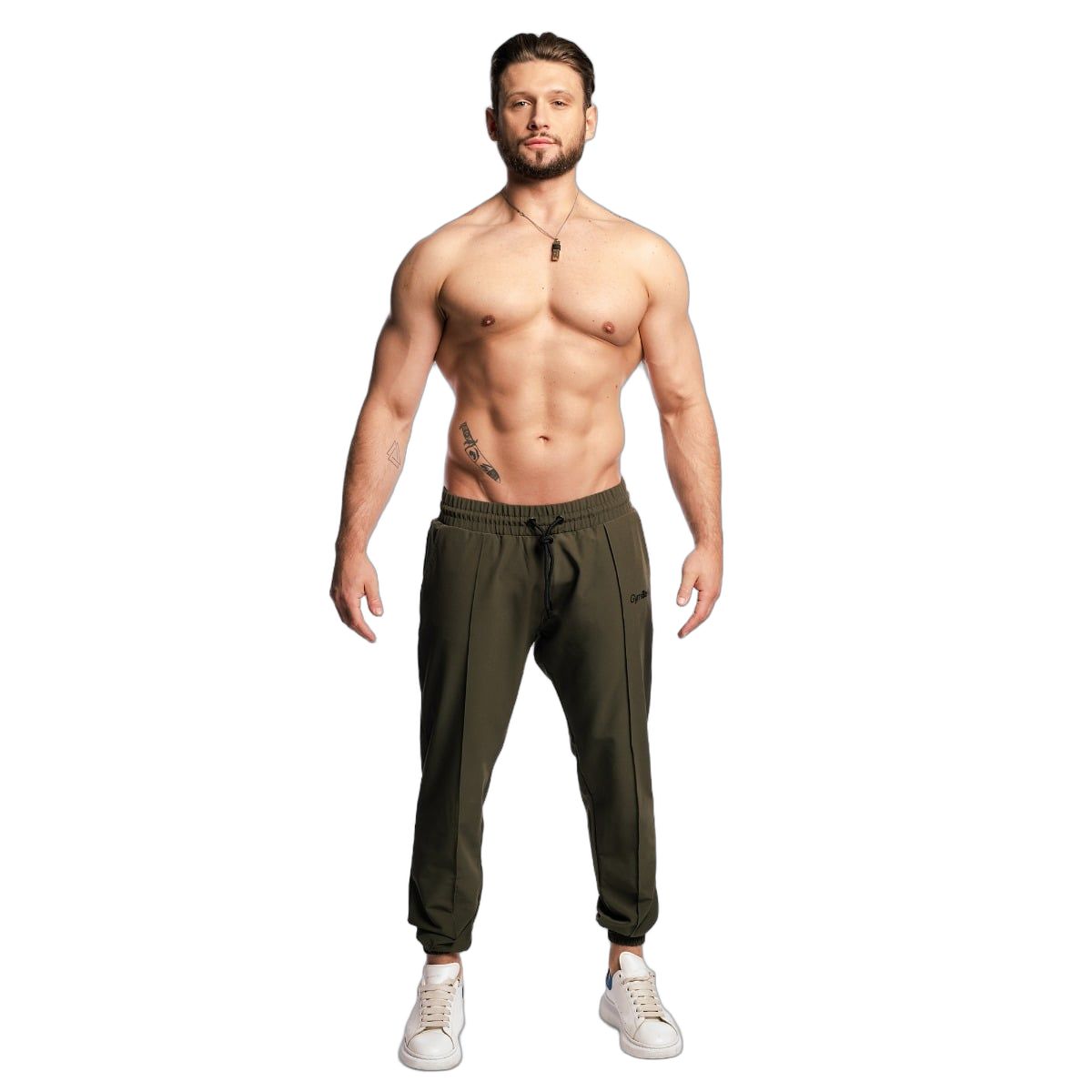 GymBeam Pantaloni uomo ARC regular con elastico e cordoncino Olive