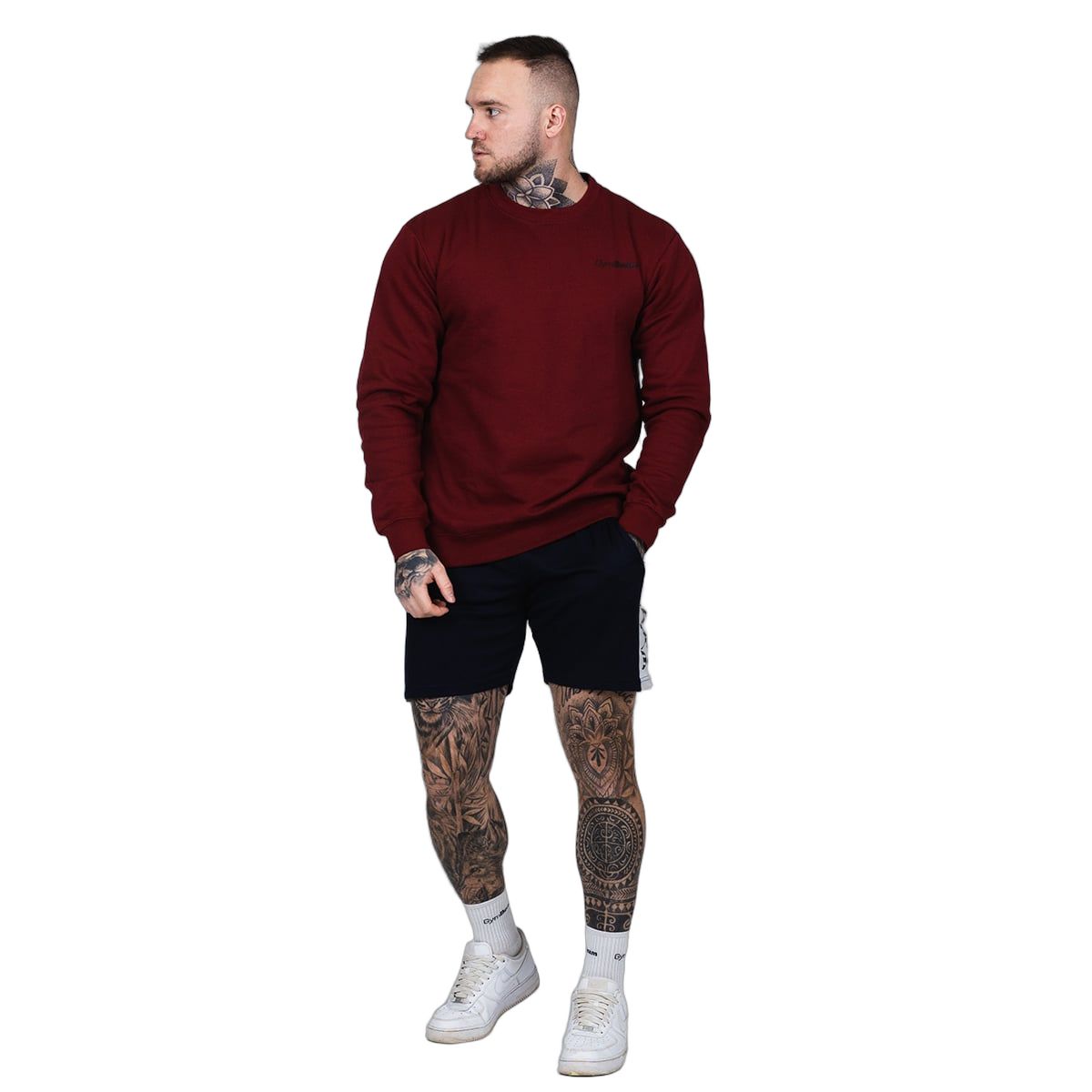 GymBeam Felpa uomo Basic Jumper Burgundy regular senza cappuccio