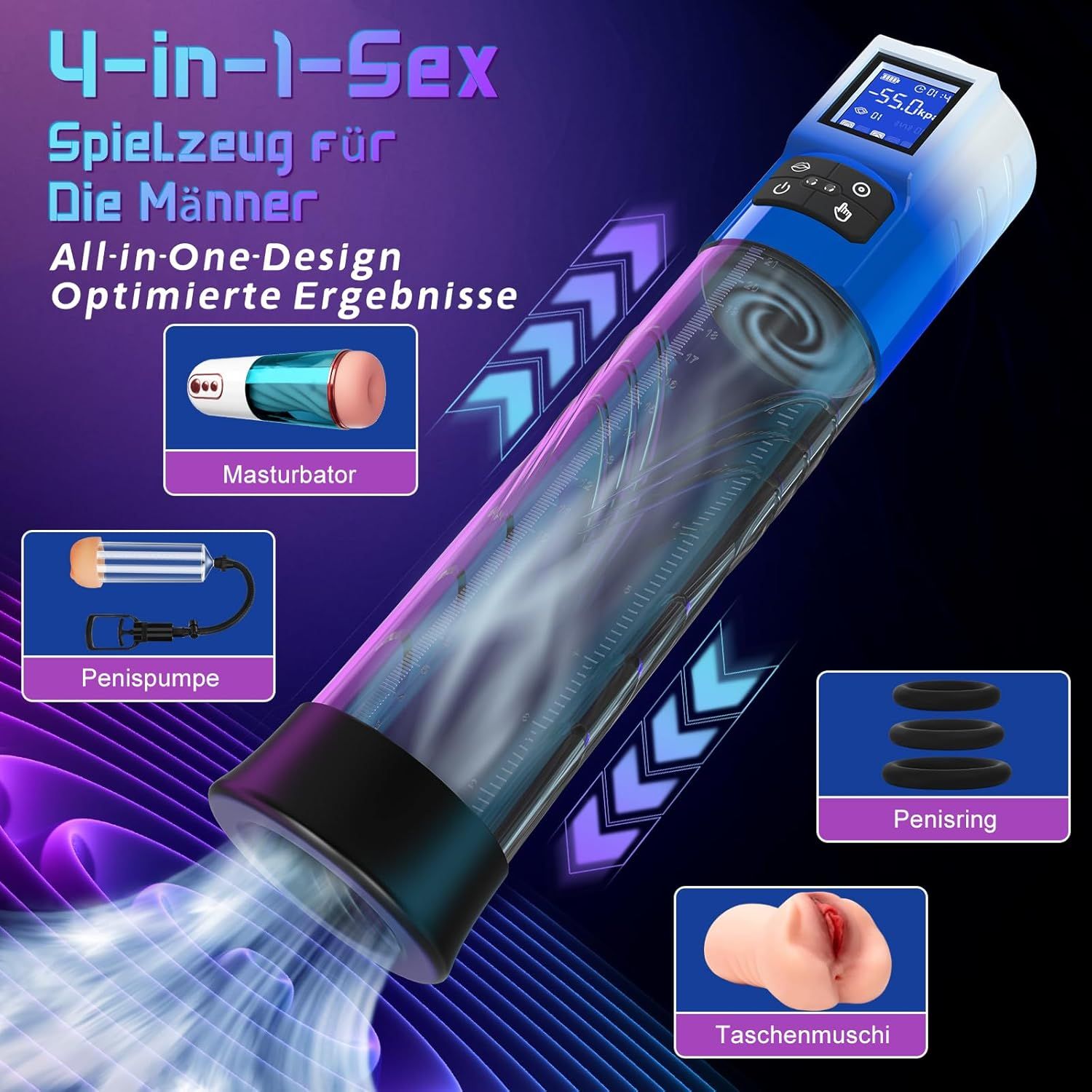 HIVEFUN Pompa per il pene a vuoto con funzione di stimolazione