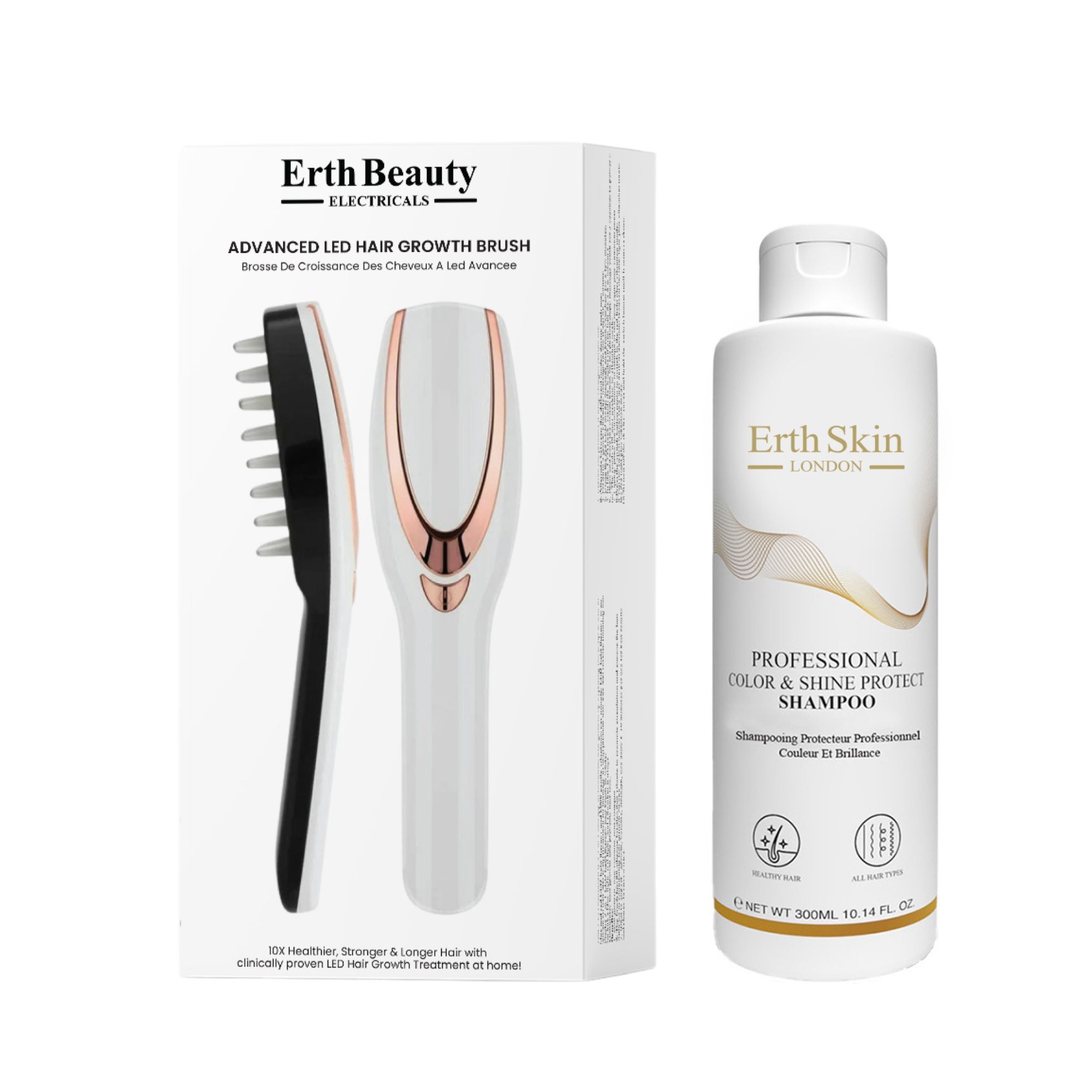 ErthSkin London Spazzola LED Capelli Duo Shampoo Protezione Colore