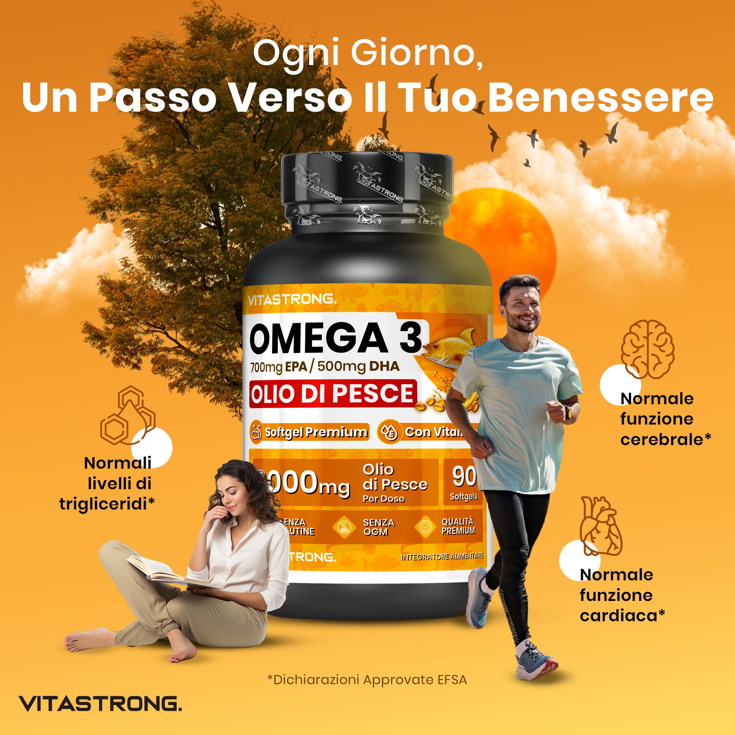 Vitastrong Omega-3 & Multivitaminico – Energia, sistema immunitario ed EPA + DHA