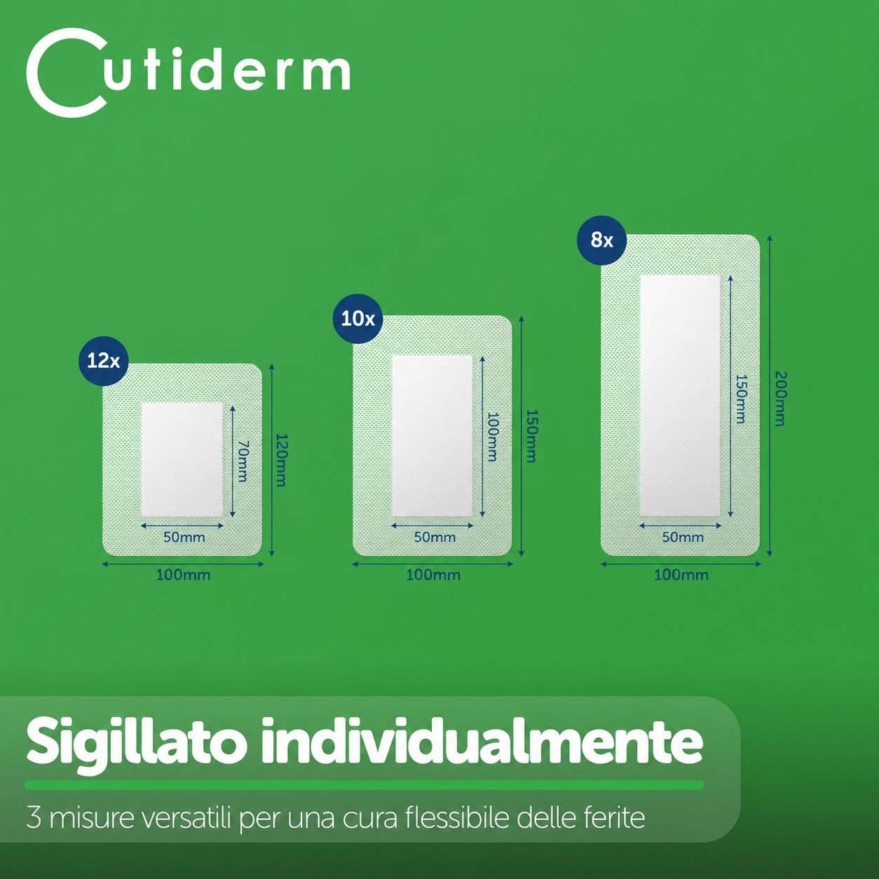 Bendaggio sterile per ferite grandi dimensioni Cutiderm