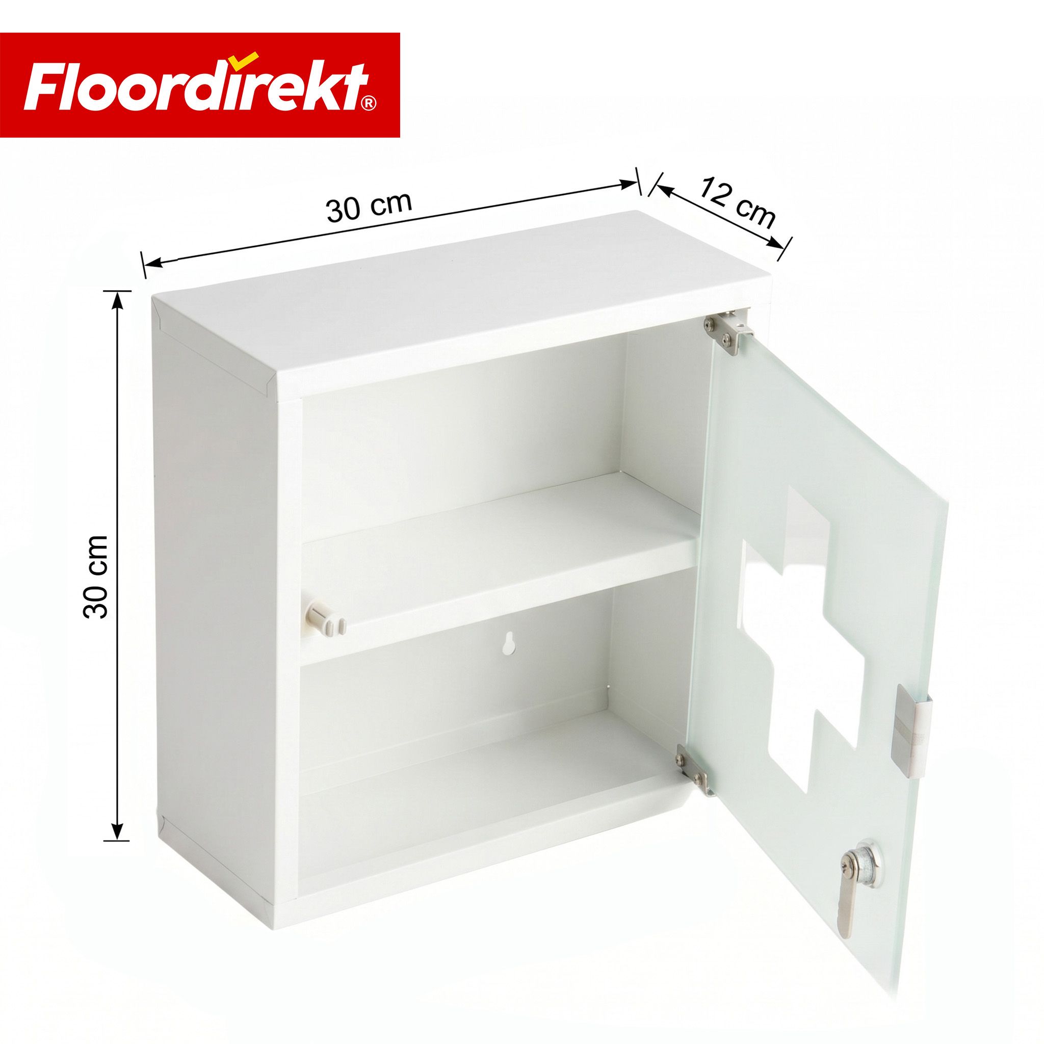 KARAT Armadietto medicinali Allen con anta in vetro bianco 30 x 30 cm 2 scomparti
