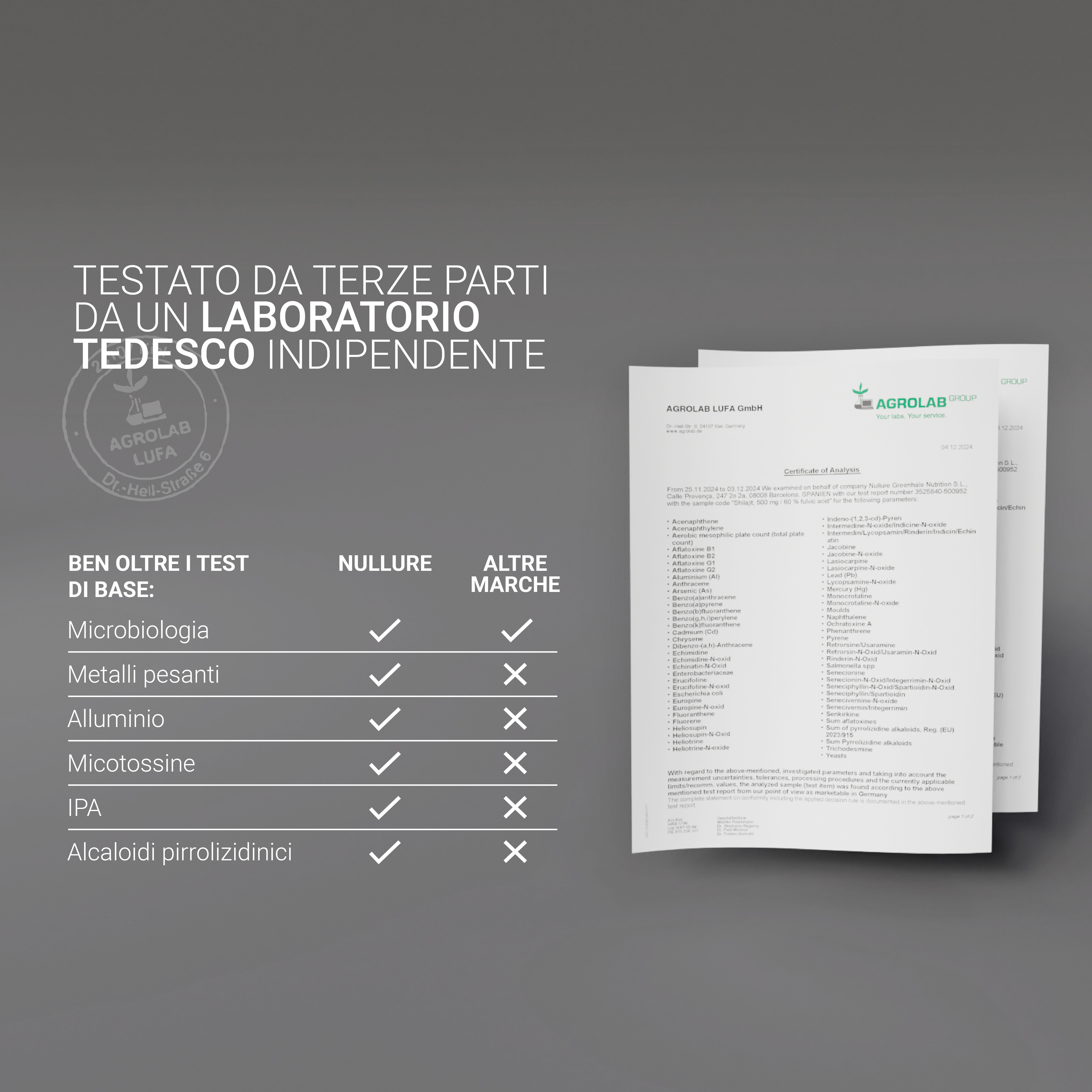 Testo: Shilajit 1000mg, resina nera dall'Himalaya. Sigillo vegano.