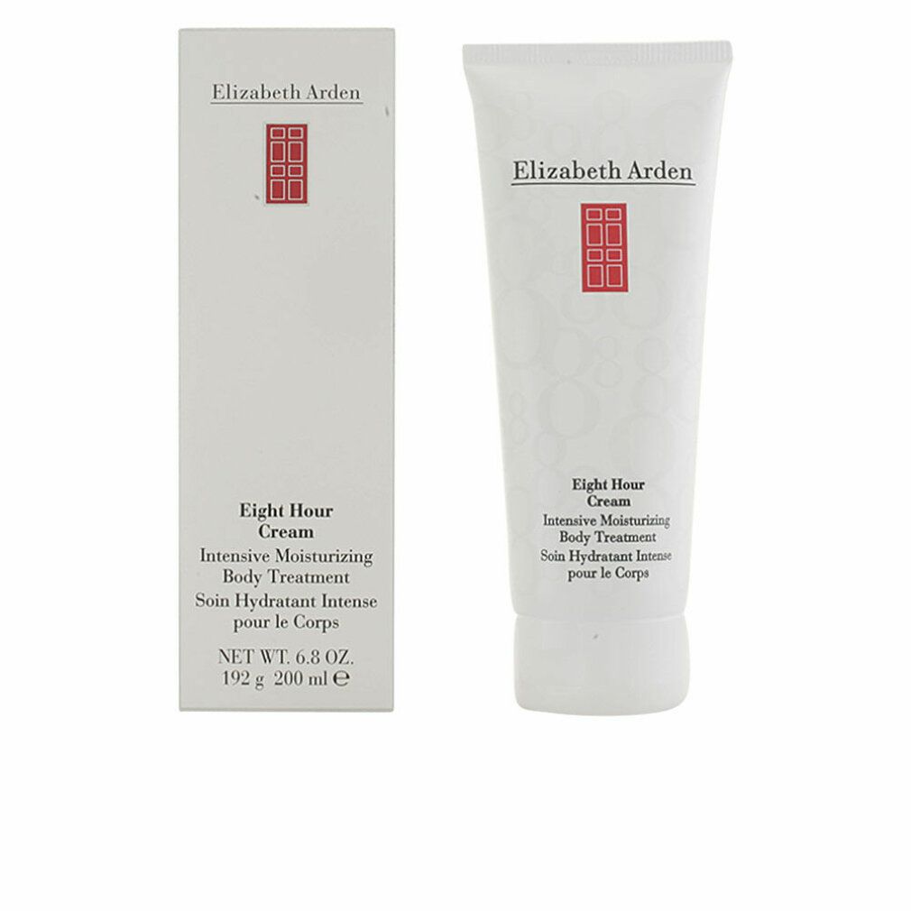 Confezione del prodotto: tubo e scatola. Entrambi con logo Elizabeth Arden e nome prodotto: Eight Hour Cream Intensive Moisturizing Body Treatment.