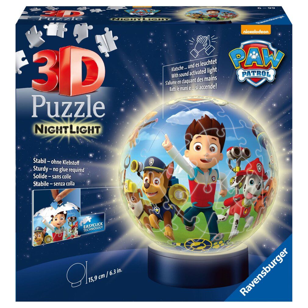 Luce notturna a forma di palla di puzzle Paw Patrol