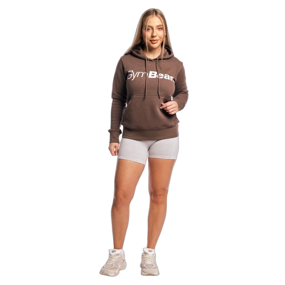 GymBeam Felpa donna Athlete con cappuccio vestibilità regular Cocoa