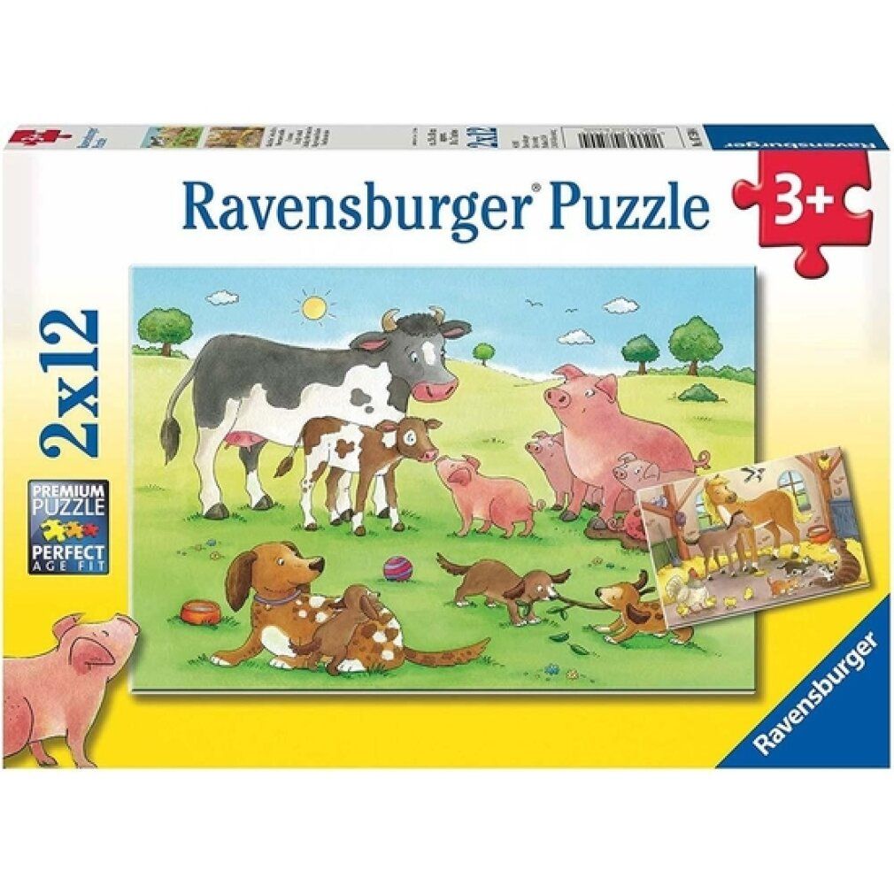 Famiglie di animali felici - puzzle 2 x 12 pezzi