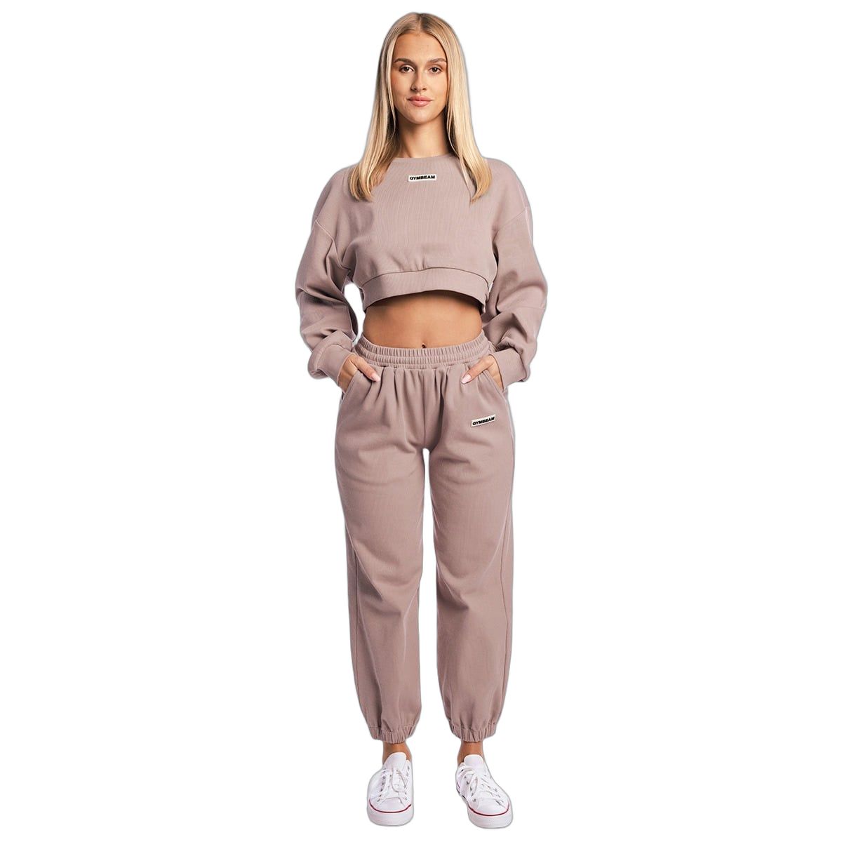 GymBeam Felpa donna cropped Aura Roux senza cappuccio a maniche lunghe