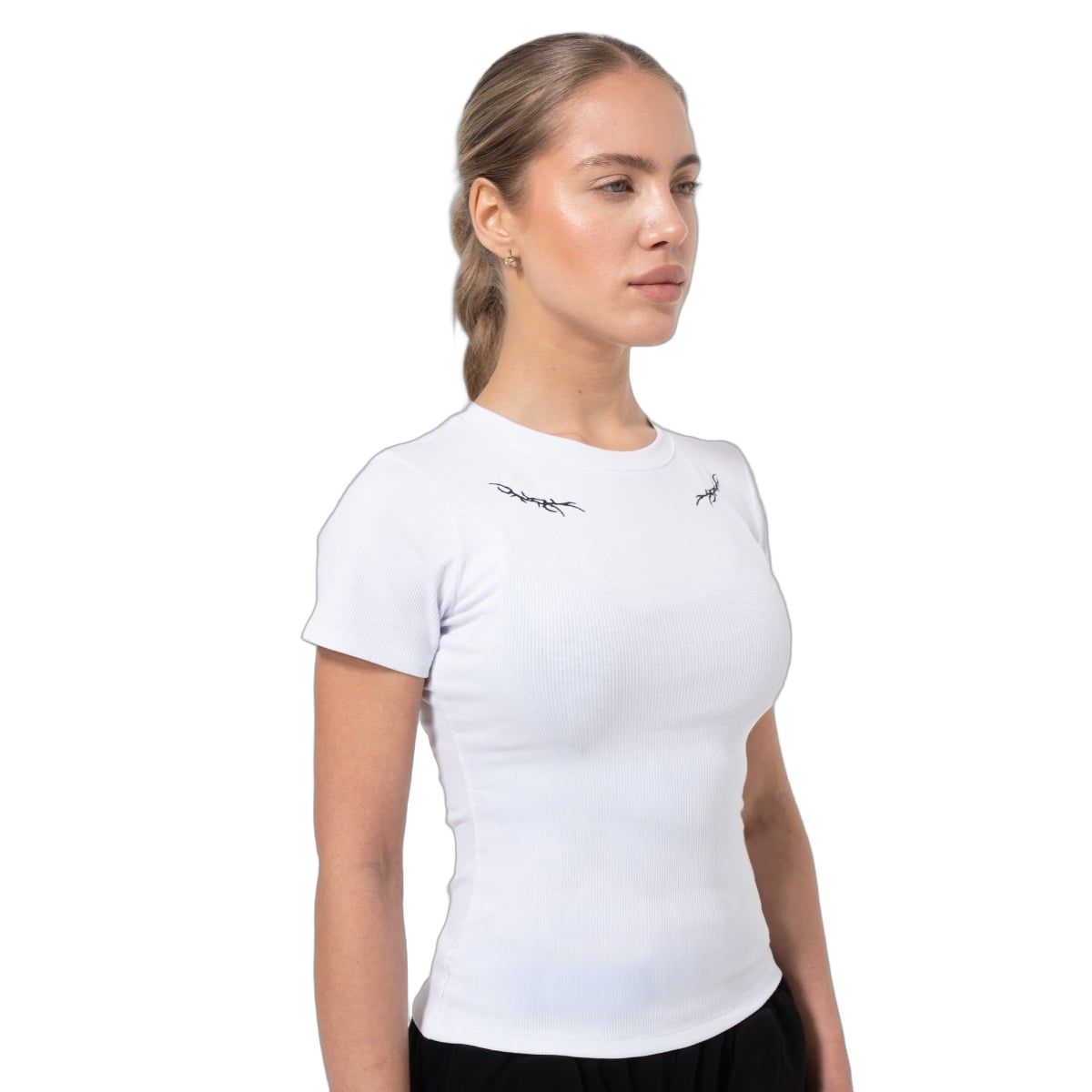 GymBeam Top donna a costine slim Tribal bianco