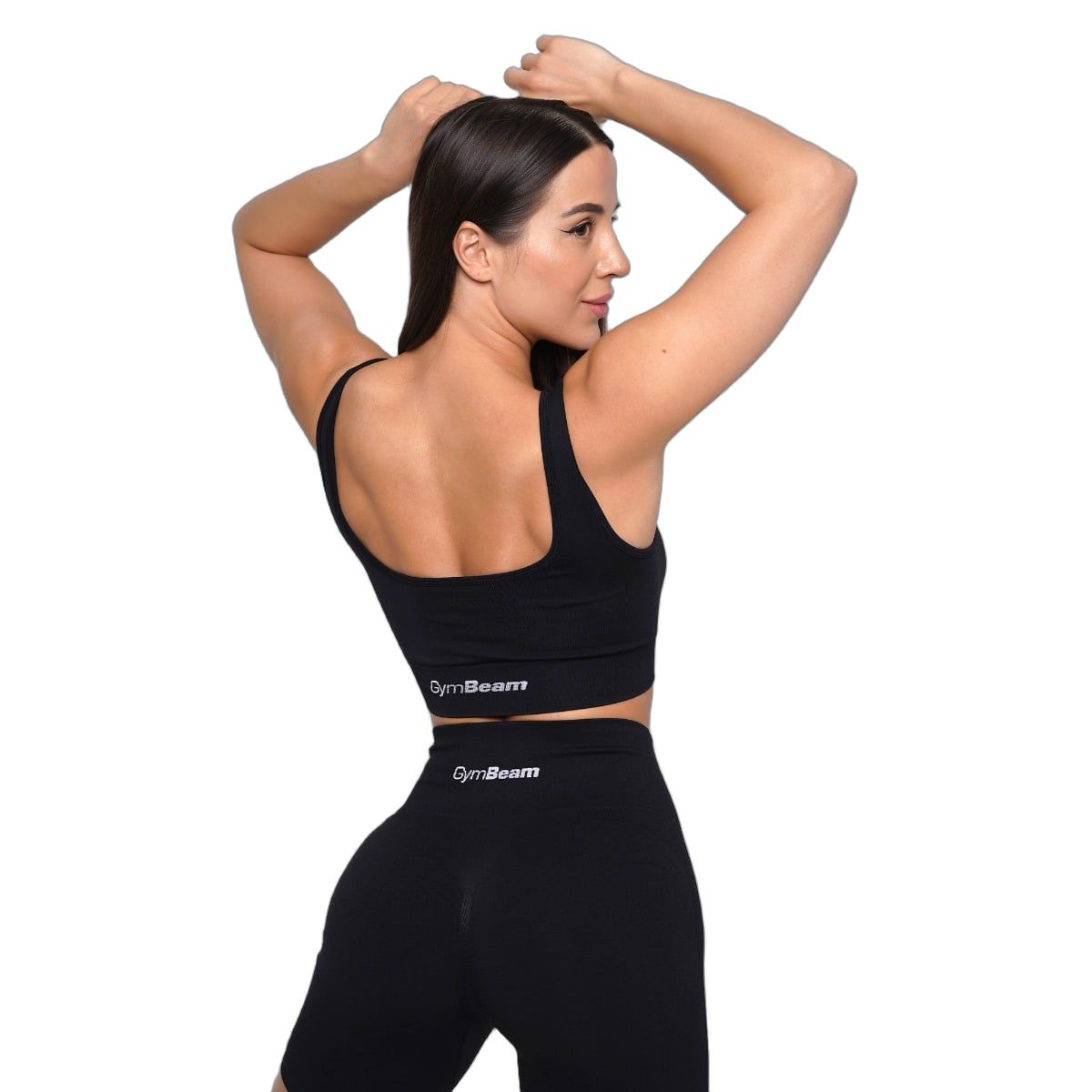 GymBeam Reggiseno sportivo donna Lift Seamless senza chiusura con spalline larghe nero