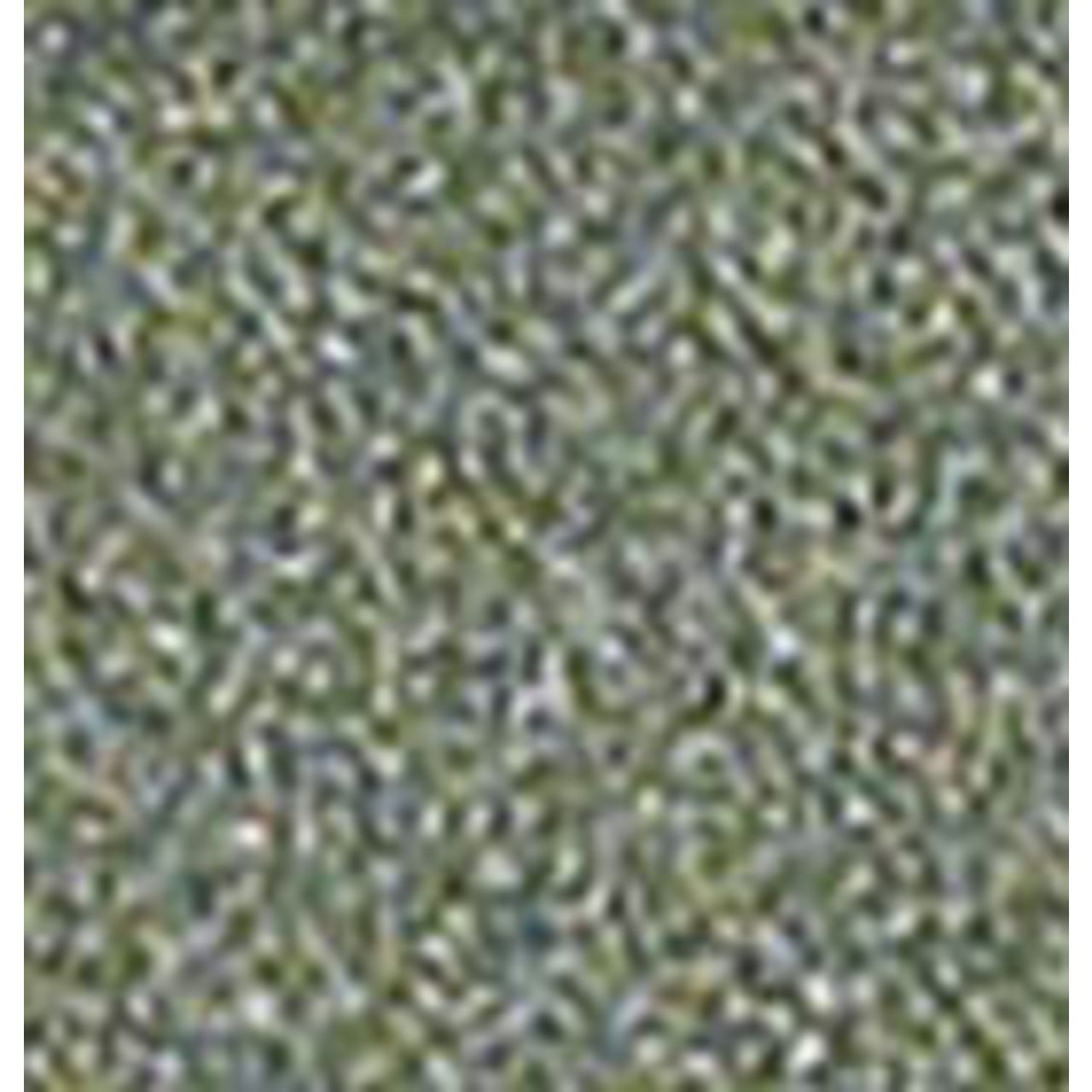 Primo piano di un ombretto glitterato verdognolo. La texture è granulosa e fine.