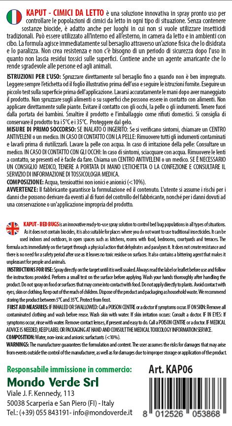 Mondo Verde - Kaput! Cimici da letto 100 ml (KAP07)