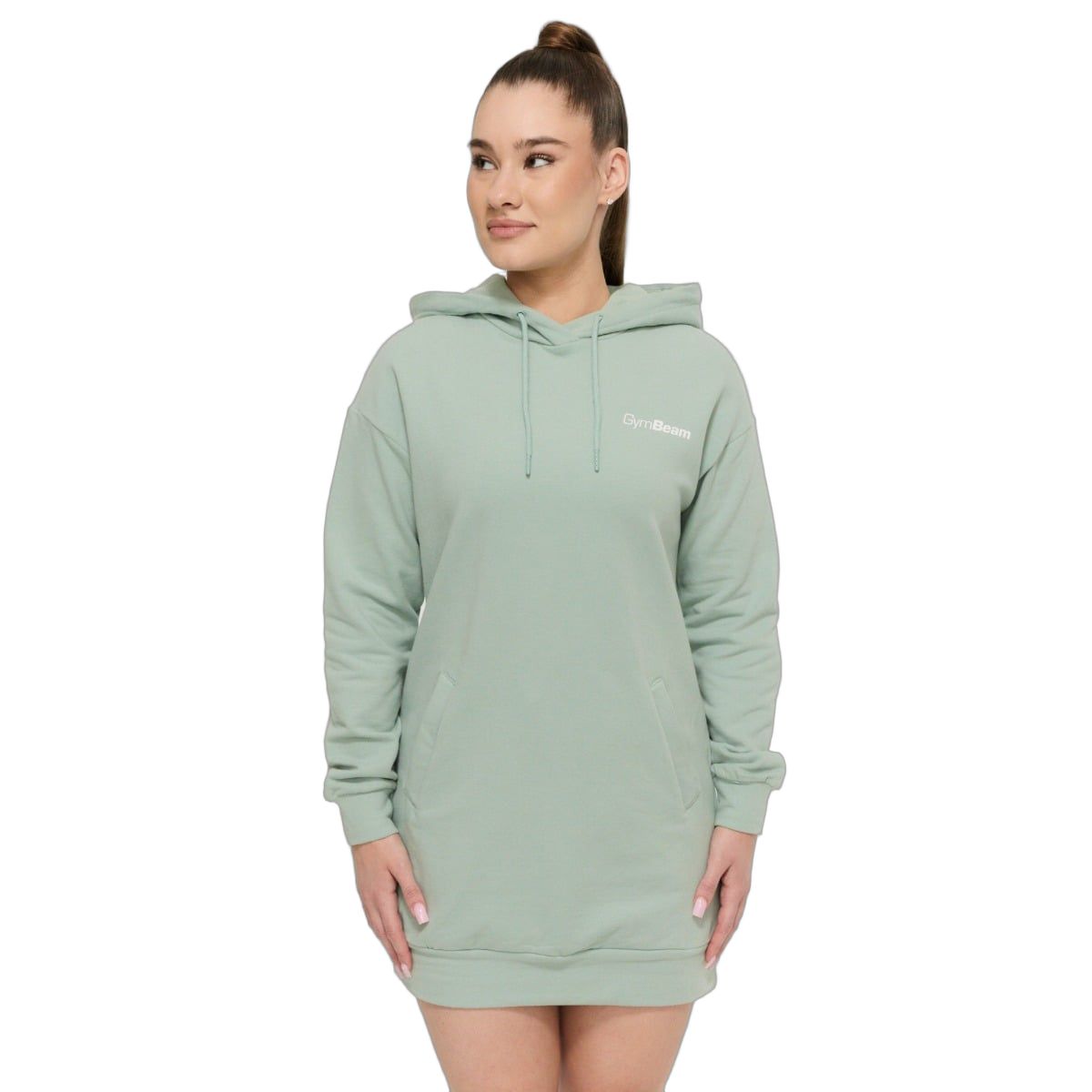 GymBeam Felpa lunga donna con cappuccio regular Limitless Eucalypt