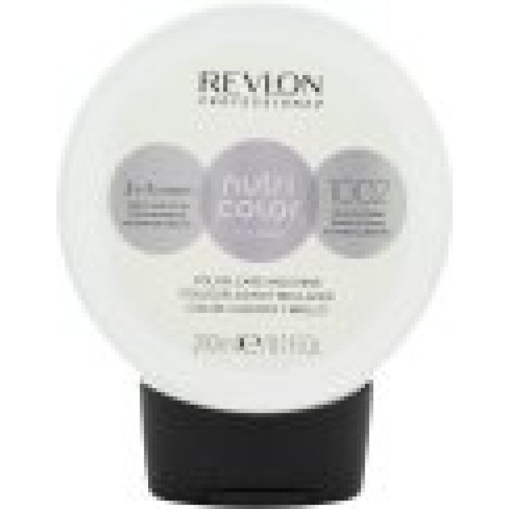 Revlon Nutri Color Filters Tonificante 1002. Bottiglia rotonda con tappo nero. Testo: Revlon, Nutri Color, 3 in 1 cream, 70ml.