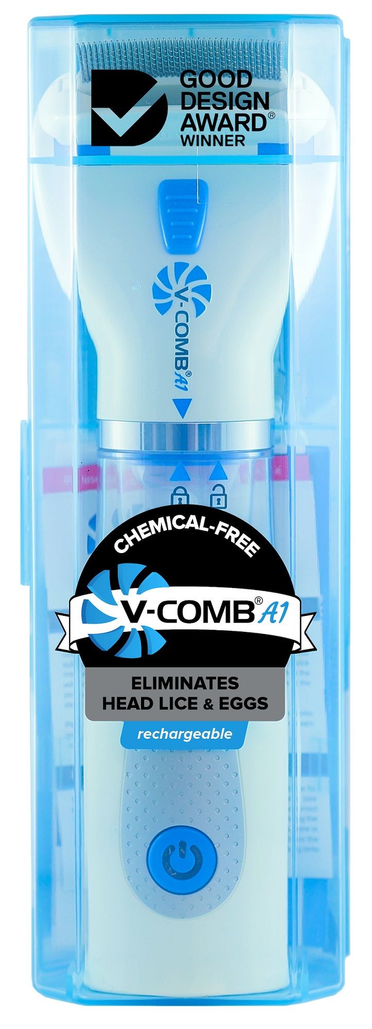 V-Comb A1: Pettine elettrico per pidocchi, senza chimici, ricaricabile, per eliminare pidocchi e uova.