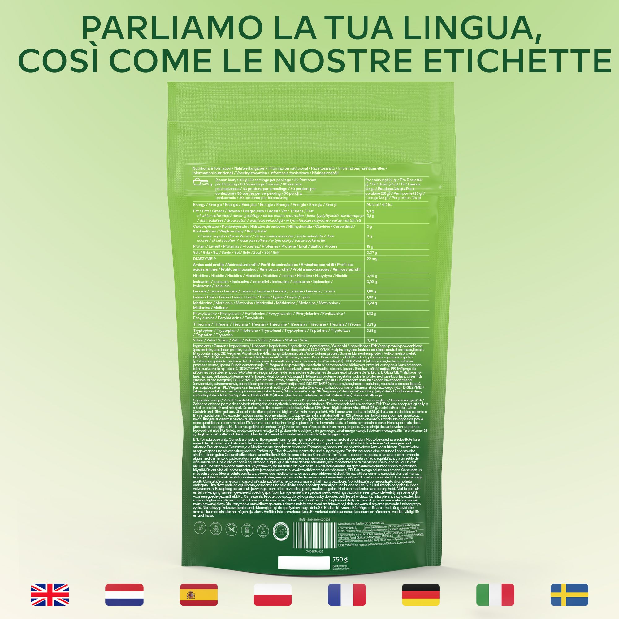 Aavalabs Proteine vegane in polvere | 4 proteine + 5 enzimi | 0 carboidrati e zuccheri