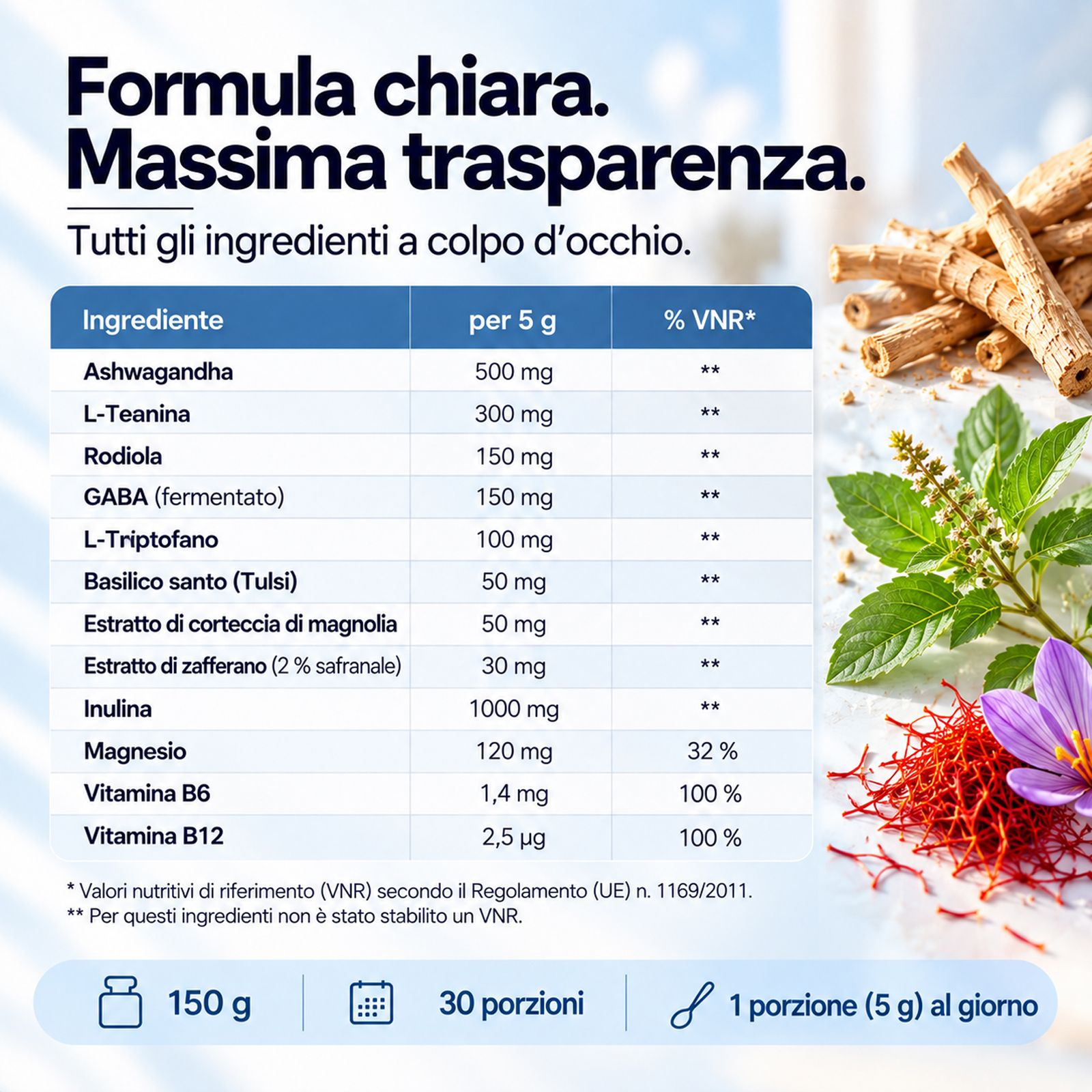 Polvere SonneSee Cortisol Balance: estratti, amminoacidi, micronutrienti.