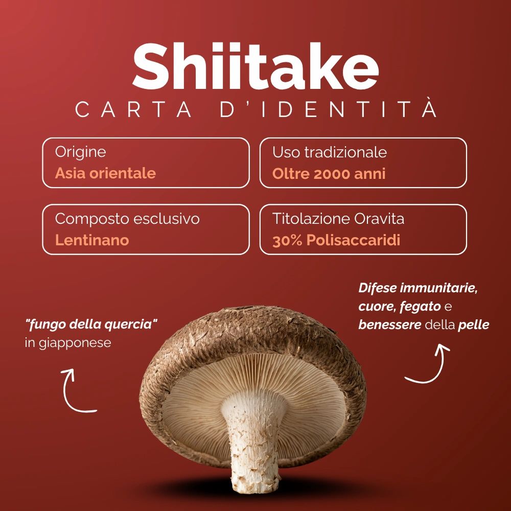 Oravita SHIITAKE Estratto Titolato 30% per Colesterolo, Immunità e Vitalità