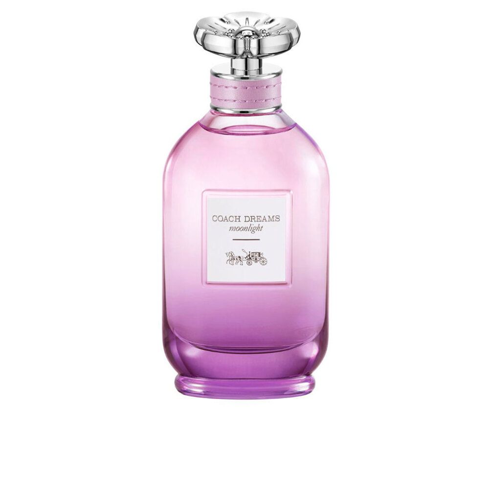 Coach Dreams Moonlight Eau de Parfum Spray. Flacone con sfumatura rosa-viola. Tappo argentato. Logo sull'etichetta.
