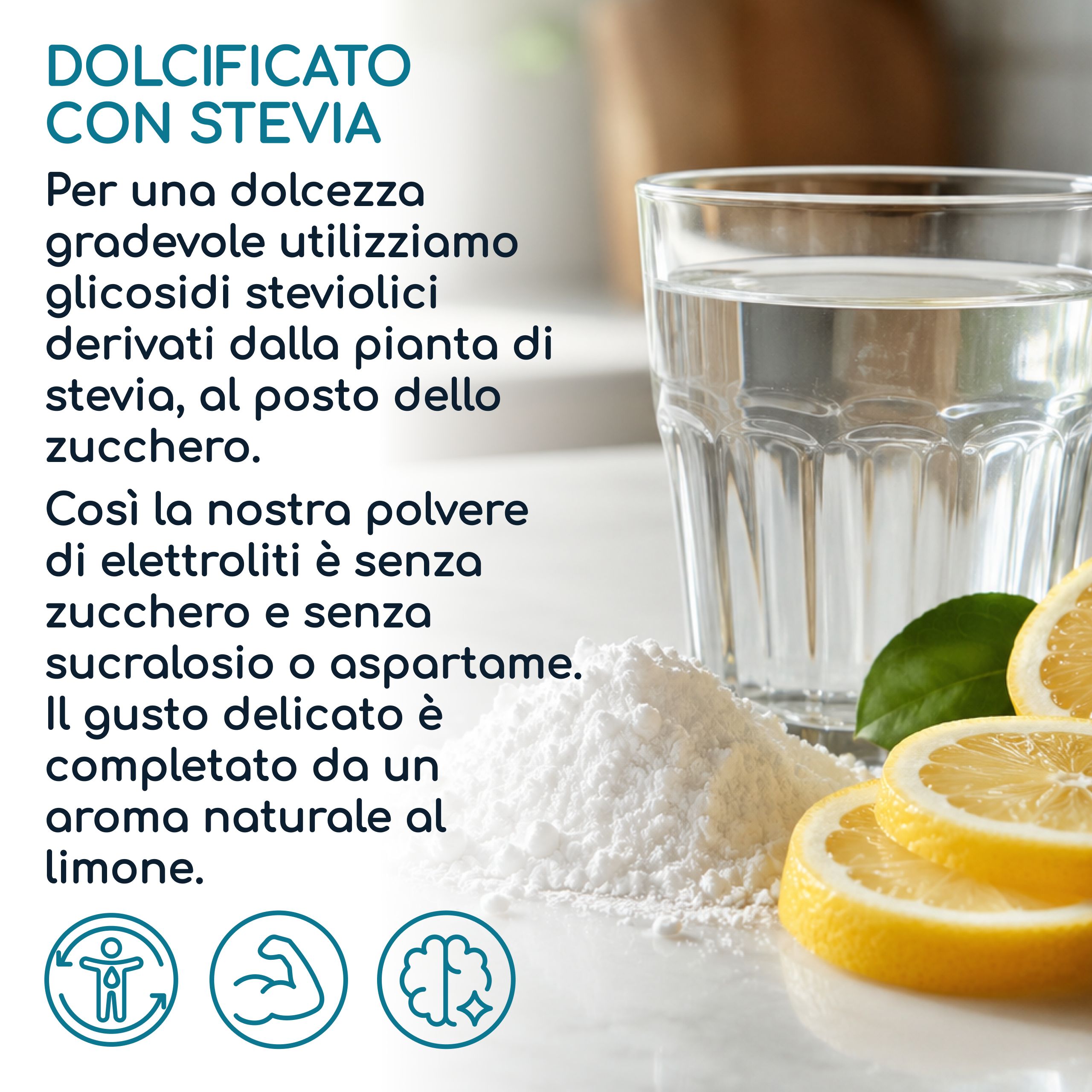 Busta di polvere di elettroliti Raibu, 250g, senza zucchero, con magnesio, potassio, sodio, cloruro.
