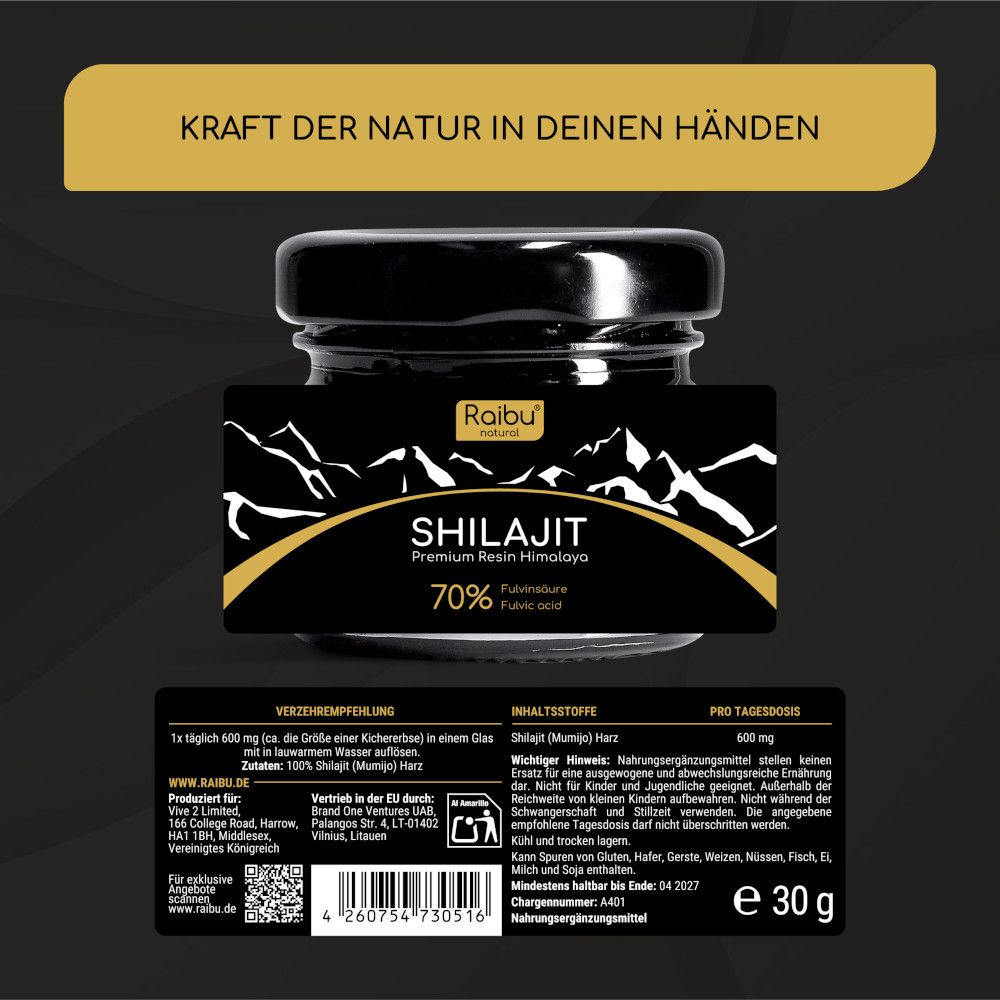 RAIBU Shilajit Himalayano Puro – Resina ad Alta Potenza