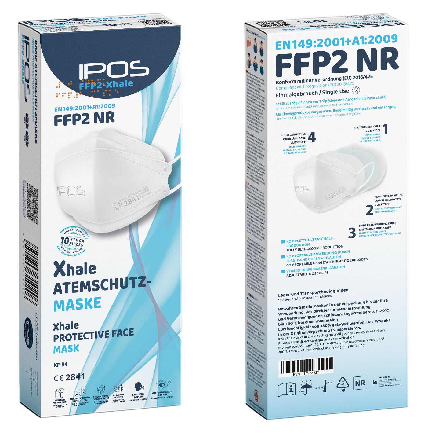 Maschere FFP2 Xhale IPOS confezionate singolarmente