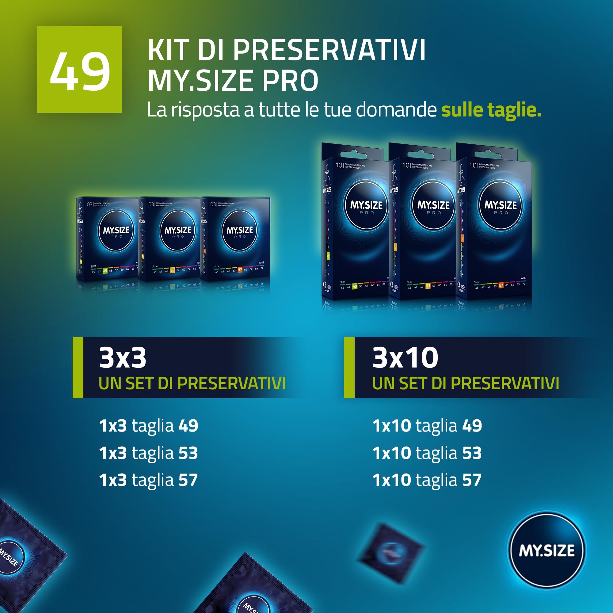 Confezione di preservativi My.Size PRO, misura 49mm.