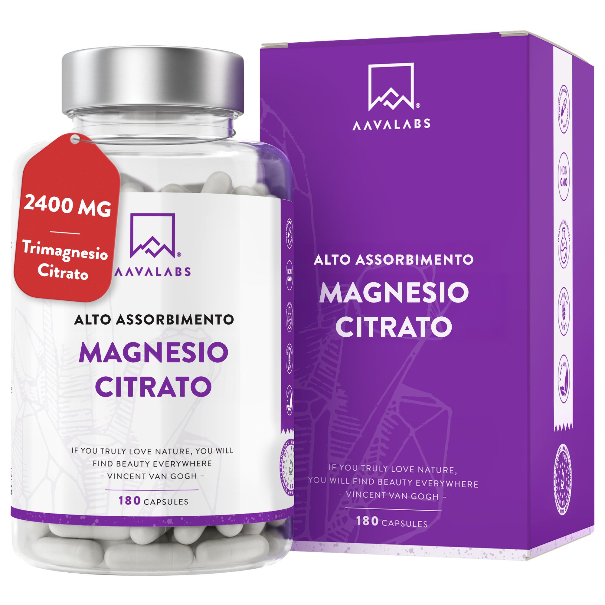 Aavalabs integratore di Magnesio Citrato | Sistema nervoso i funzione muscolare | Scorta 2 mesi