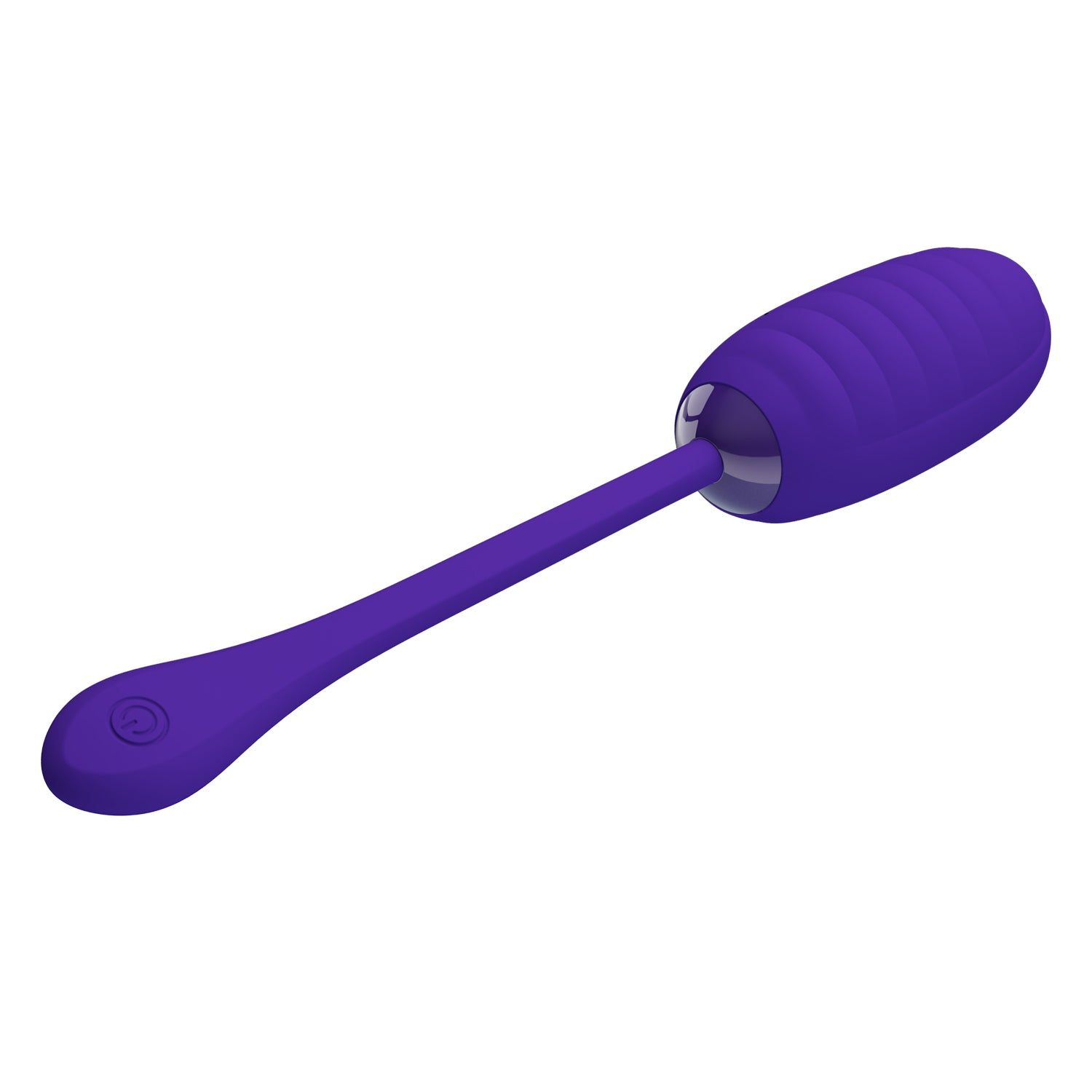Vibratore viola con superficie scanalata e stelo. Il vibratore è leggermente inclinato.
