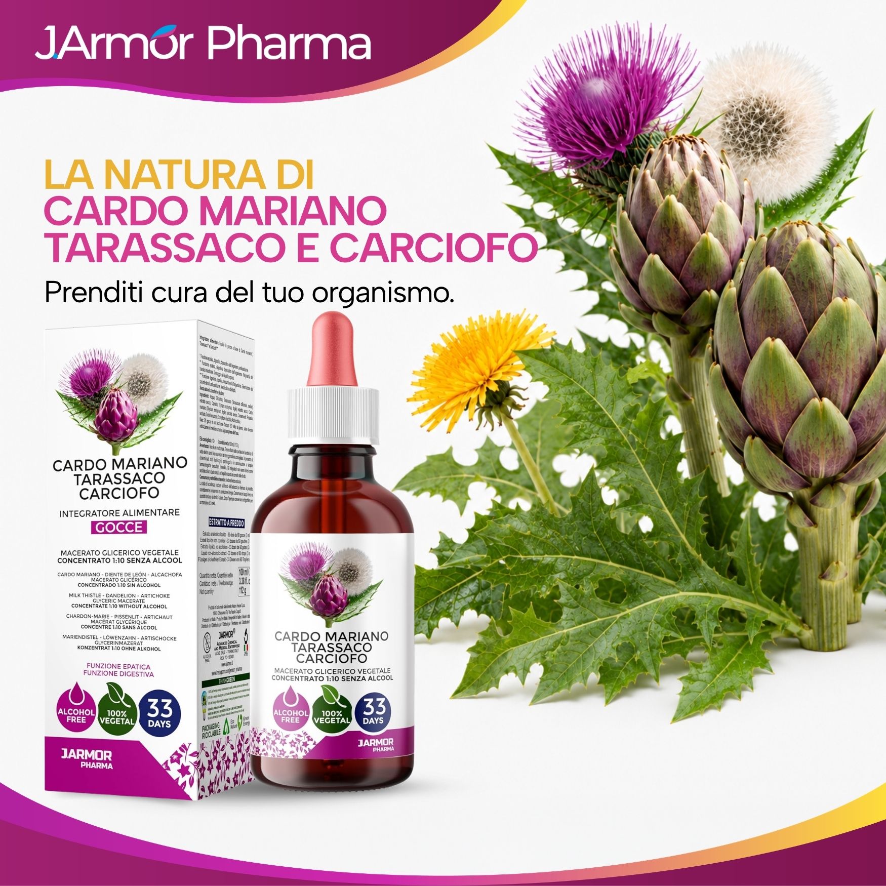 Estratti naturali: Cardo mariano, tarassaco, carciofo per il tuo benessere.