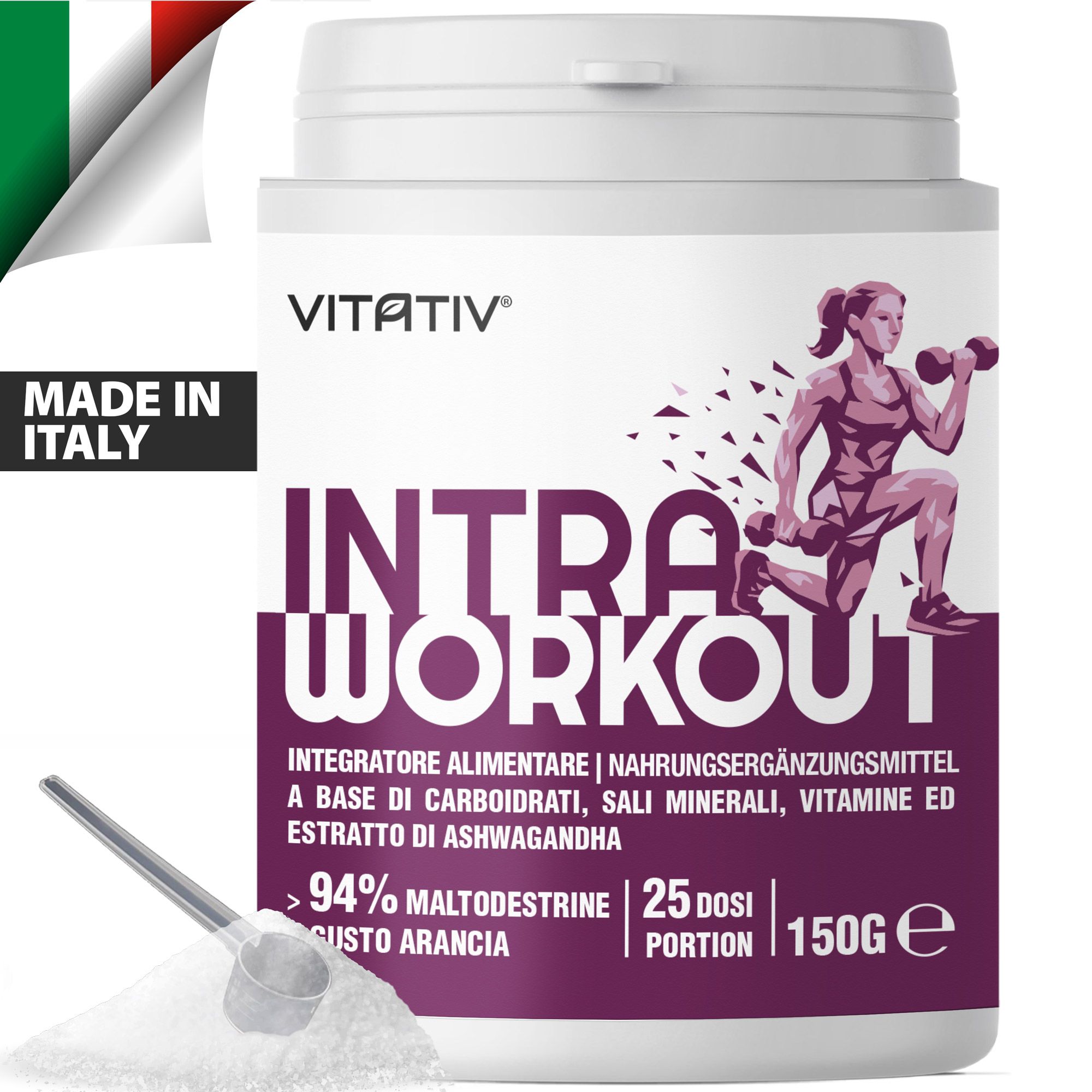 VITATIV® Intra Workout Donna in Polvere con Maltodestrine, Ashwagandha, Minerali e Vitamine - 150 g