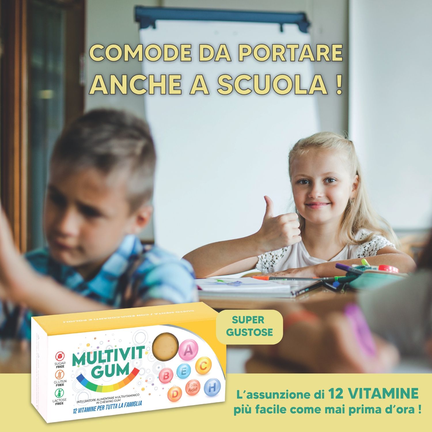 NTP BIOTECH - Multivit Gum - Multivitaminico in chewing gum per adulti e bambini
