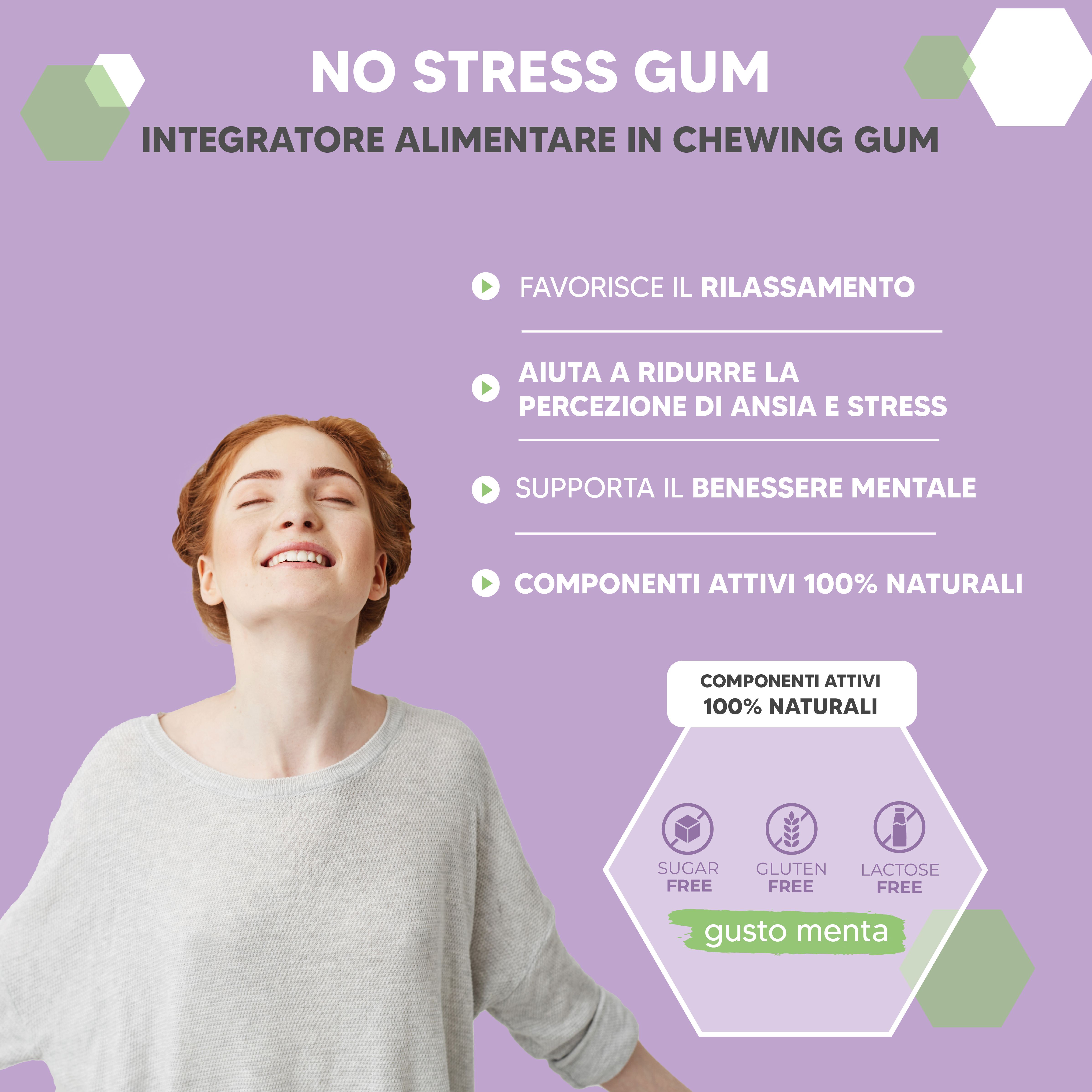 NTP Biotech - No Stress Gum - integratore alimentare in chewing gum per Stress e benessere mentale