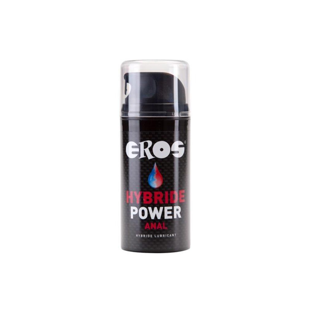 Flacone di lubrificante Eros Power Hybrid Anal con dispenser a pompa.