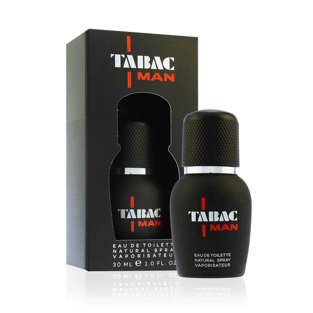 Flacone e confezione neri. Scritta "TABAC MAN". Eau de Toilette Spray. 30 ml.