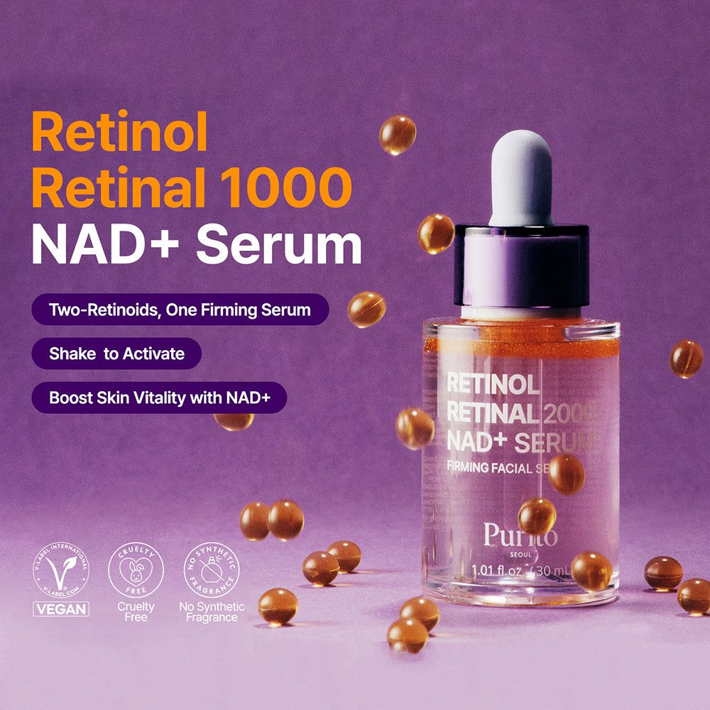 Siero Purito Retinol Retinal 2000 NAD+ con sigilli: Vegano, Cruelty-Free, Senza Profumo.