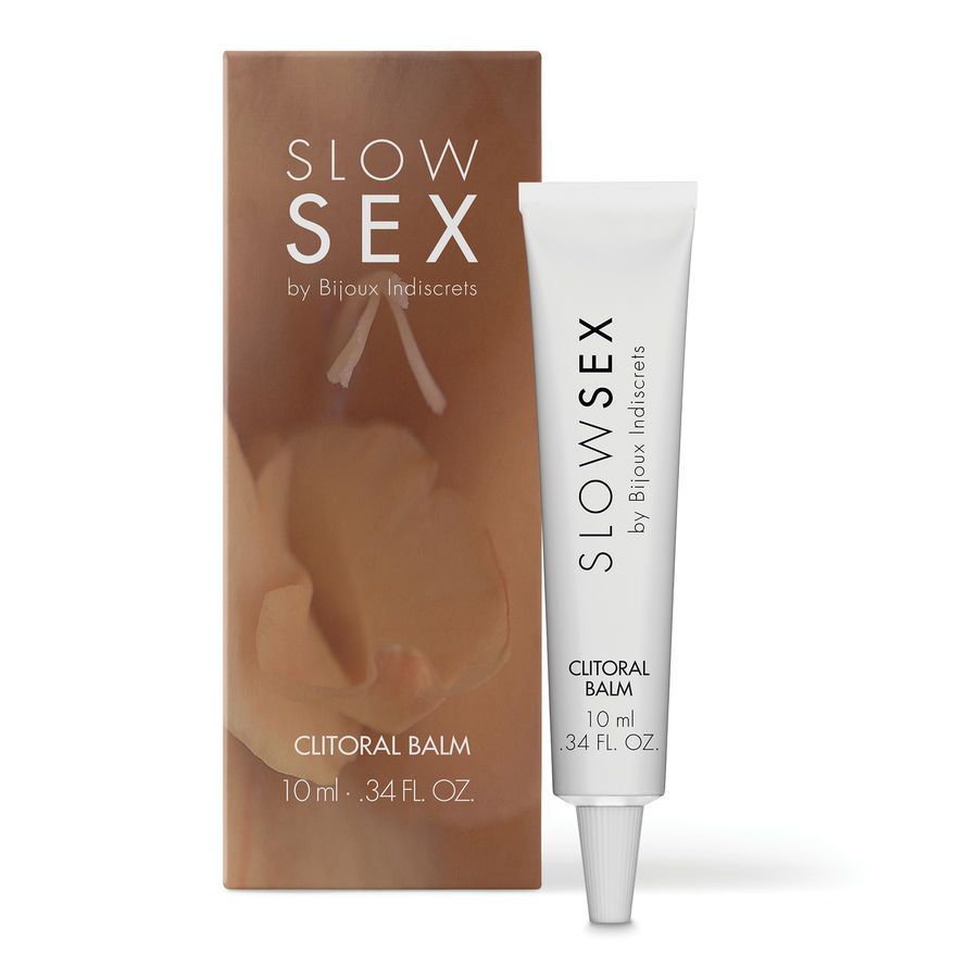 Confezione e tubo del balsamo clitorideo Bijoux Indiscrets SLOW SEX, 10ml.