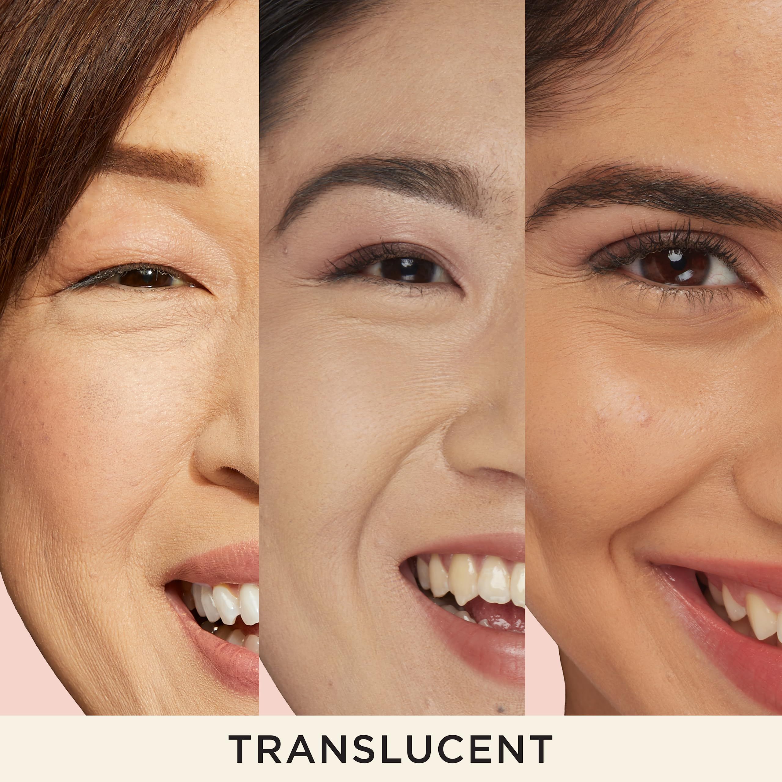 Tre volti con diverse tonalità di pelle. Testo: Translucent.