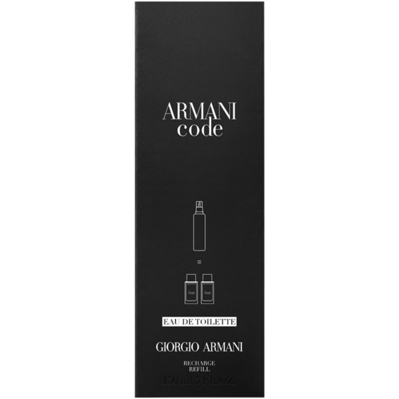 Confezione nera con logo Armani Code e informazioni sul prodotto.
