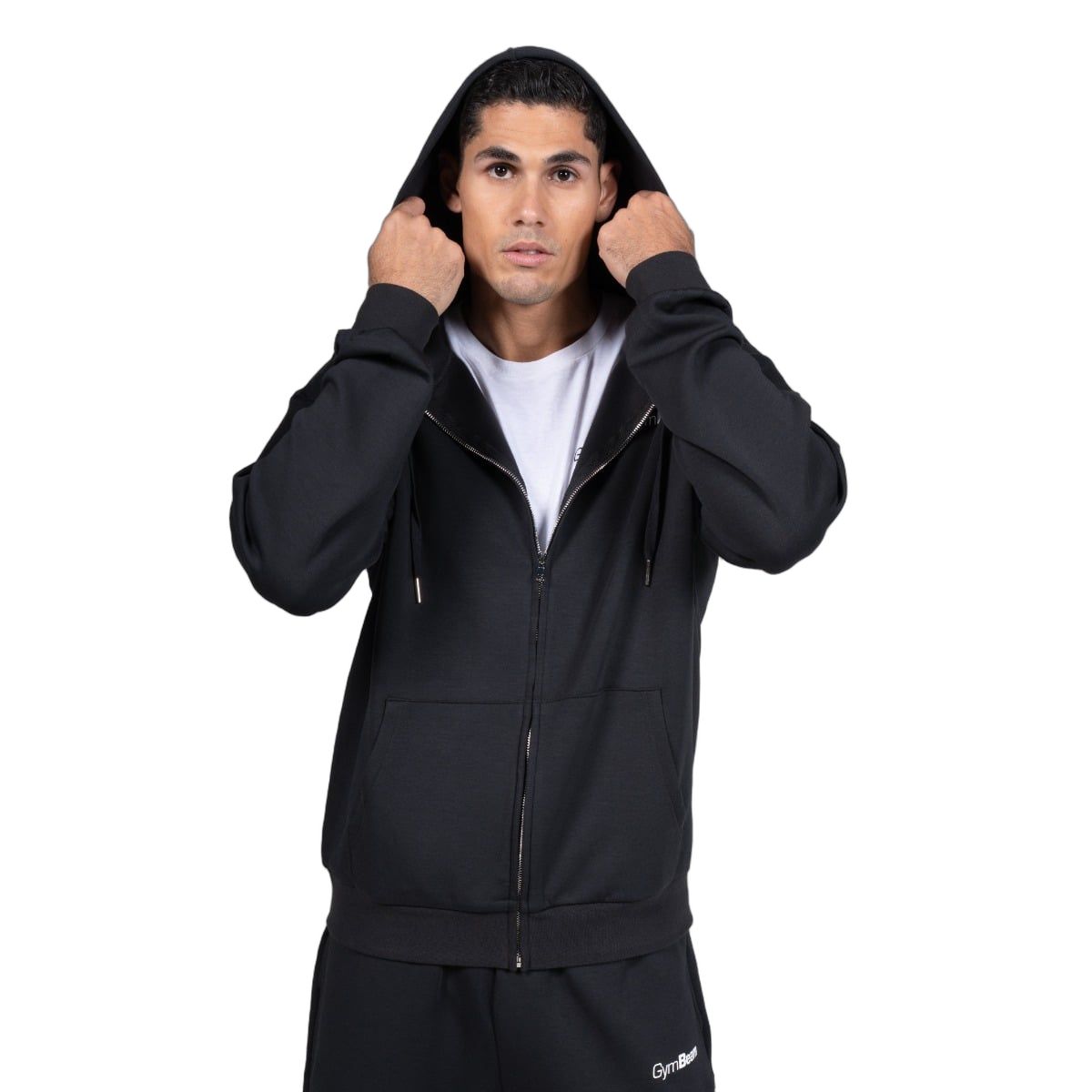 GymBeam Felpa uomo oversize con cappuccio e zip Relay Black