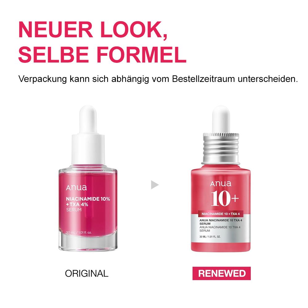 Confronto tra il vecchio e il nuovo siero Anua Niacinamide 10%+TXA 4%.
